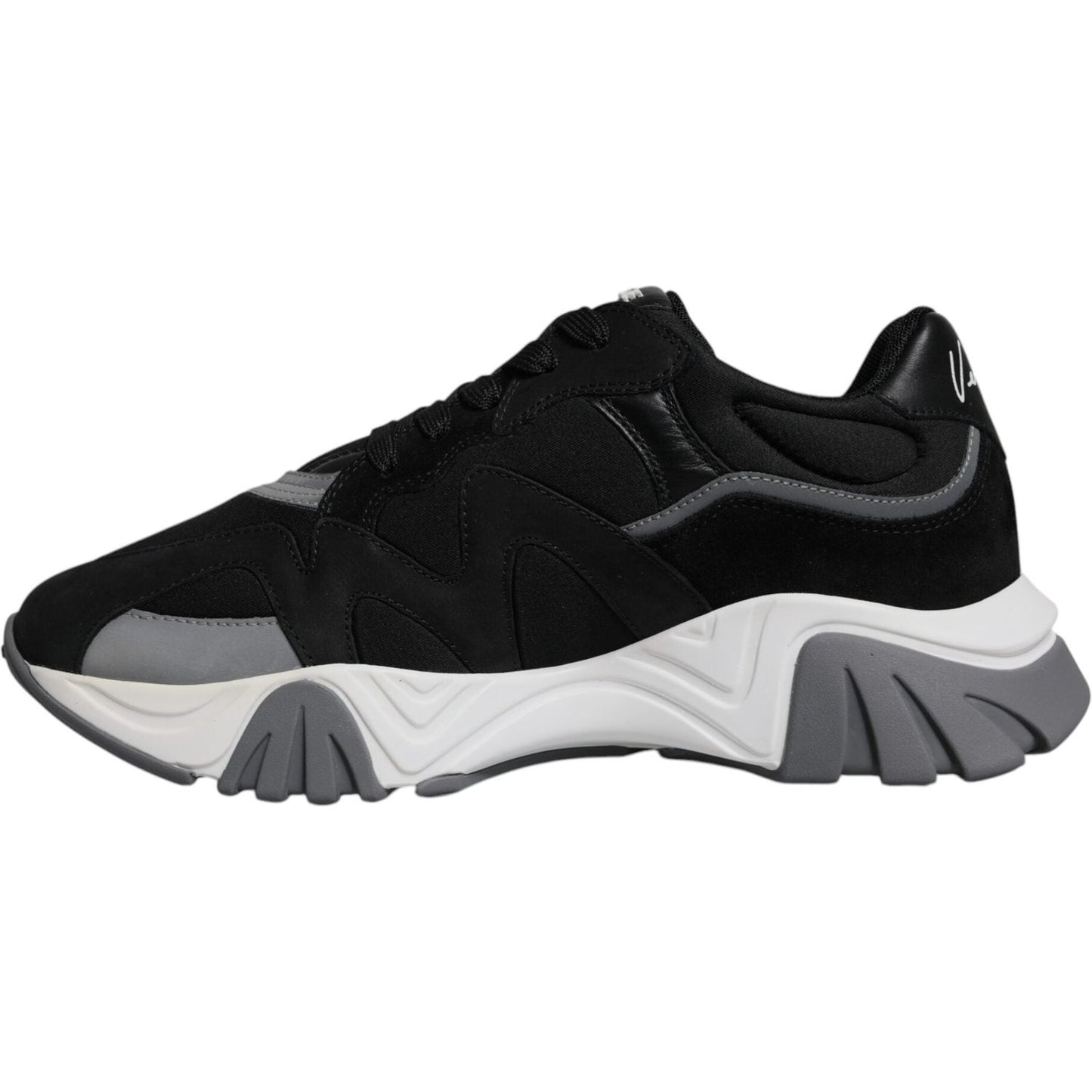 Versace Black Leather Neoprene Chunky Low Top Sneakers Squalo Shoes Versace Light Gray