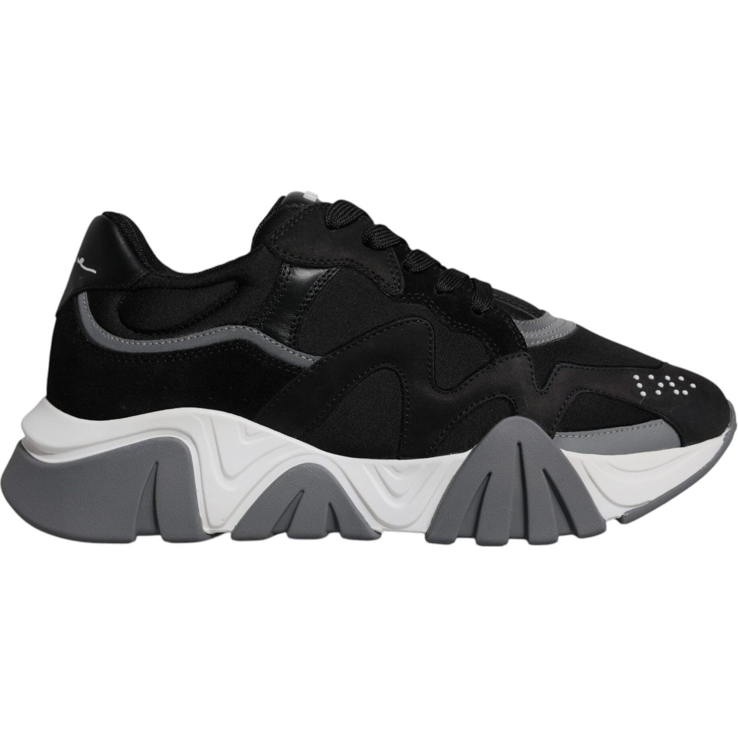 Versace Black Leather Neoprene Chunky Low Top Sneakers Squalo Shoes Versace Light Gray