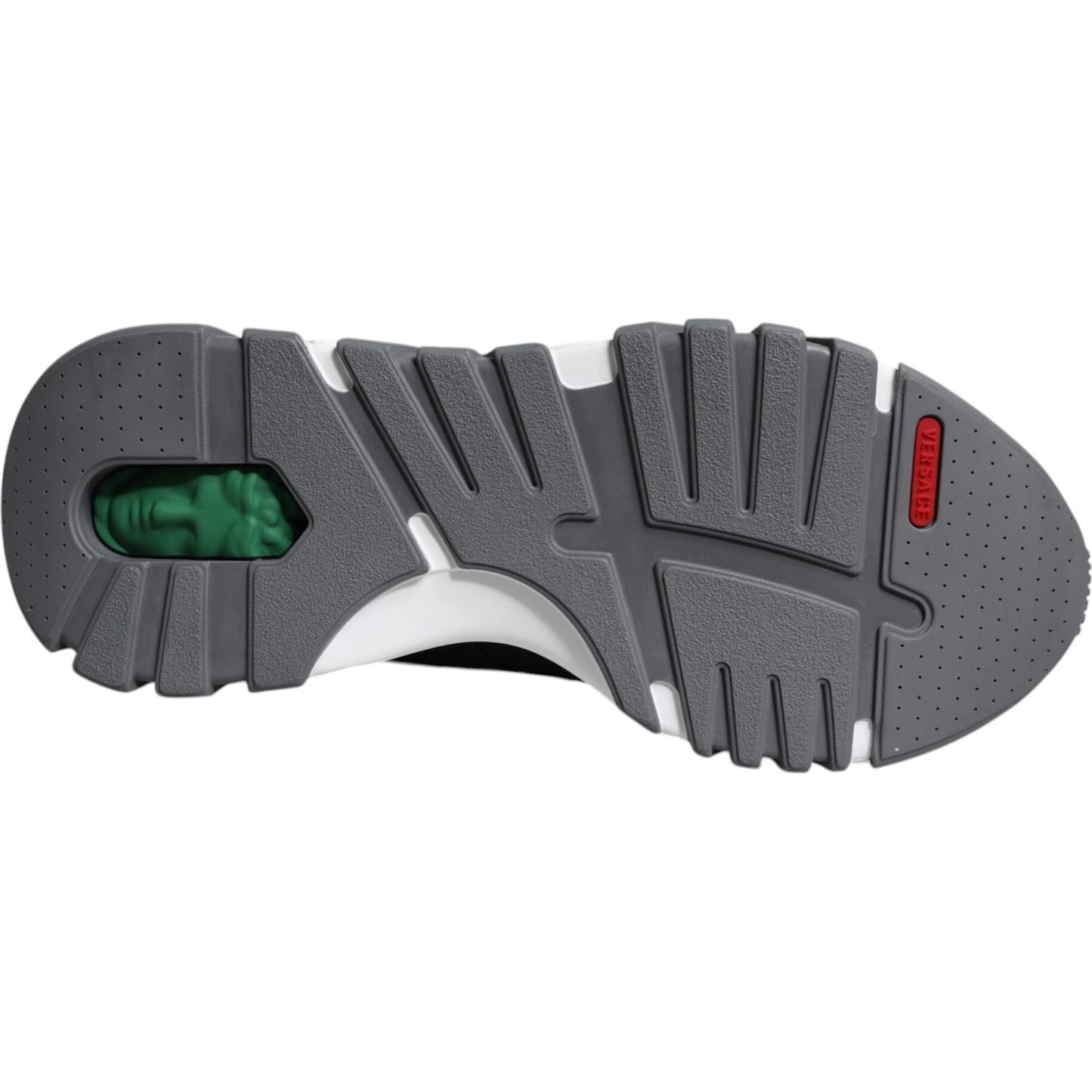 Versace Black Leather Neoprene Chunky Low Top Sneakers Squalo Shoes Versace Dim Gray
