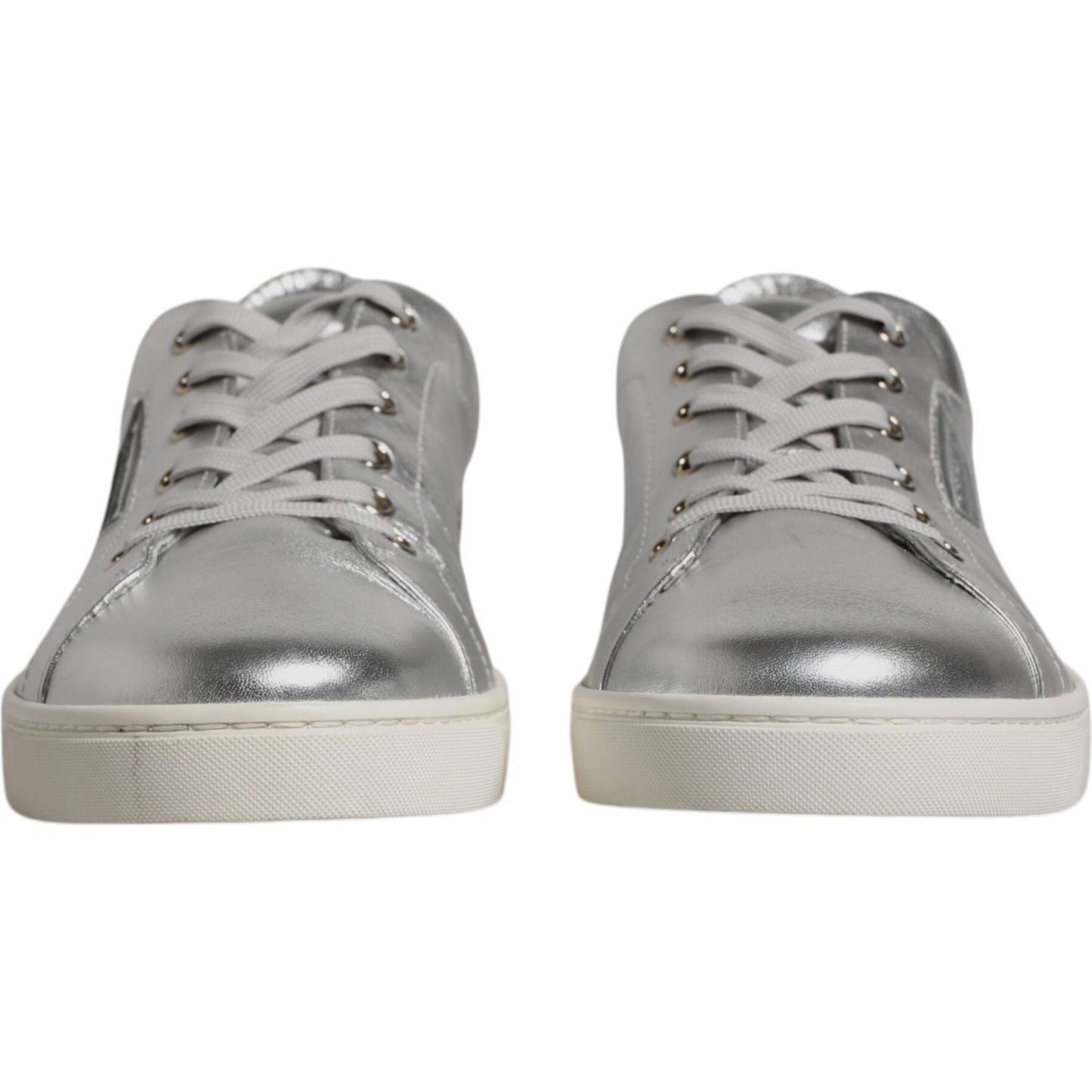 Dolce & Gabbana Silver London Low Top Leather Sneakers Shoes Dolce & Gabbana Dark Gray