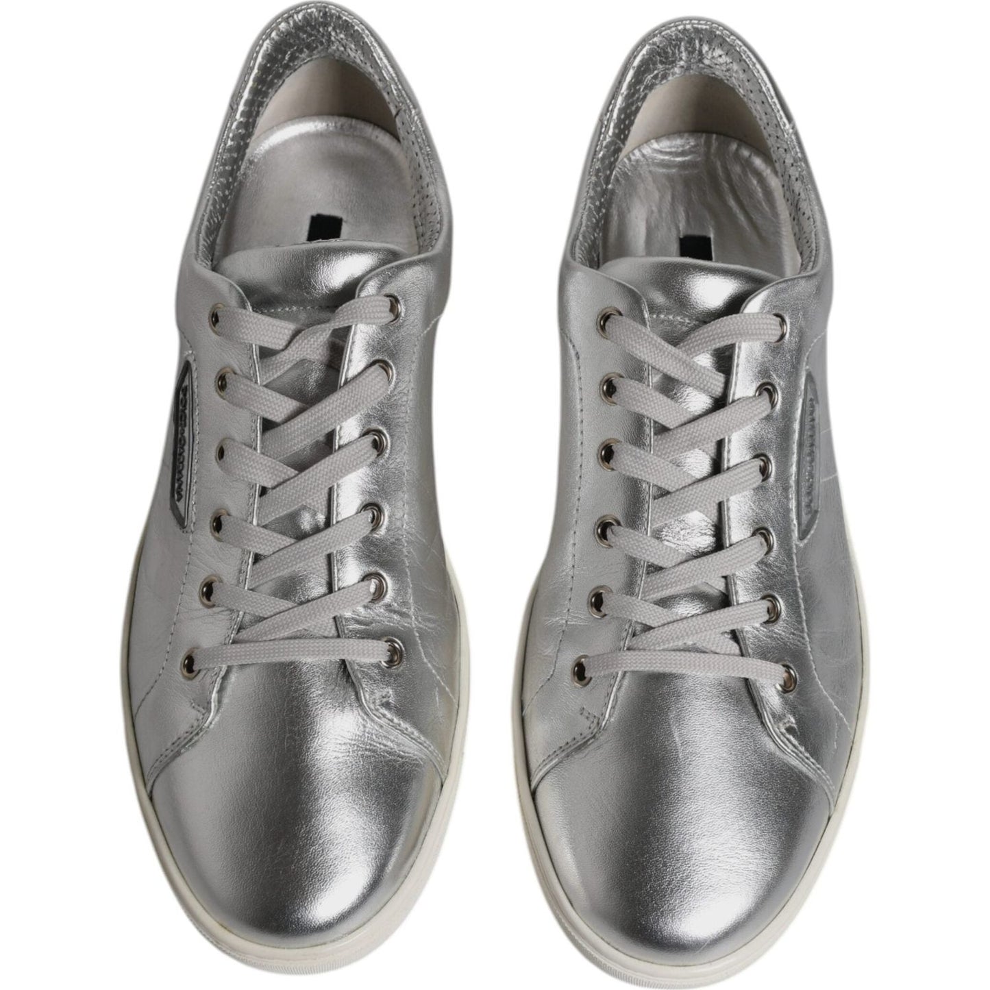 Dolce & Gabbana Silver London Low Top Leather Sneakers Shoes Dolce & Gabbana Slate Gray
