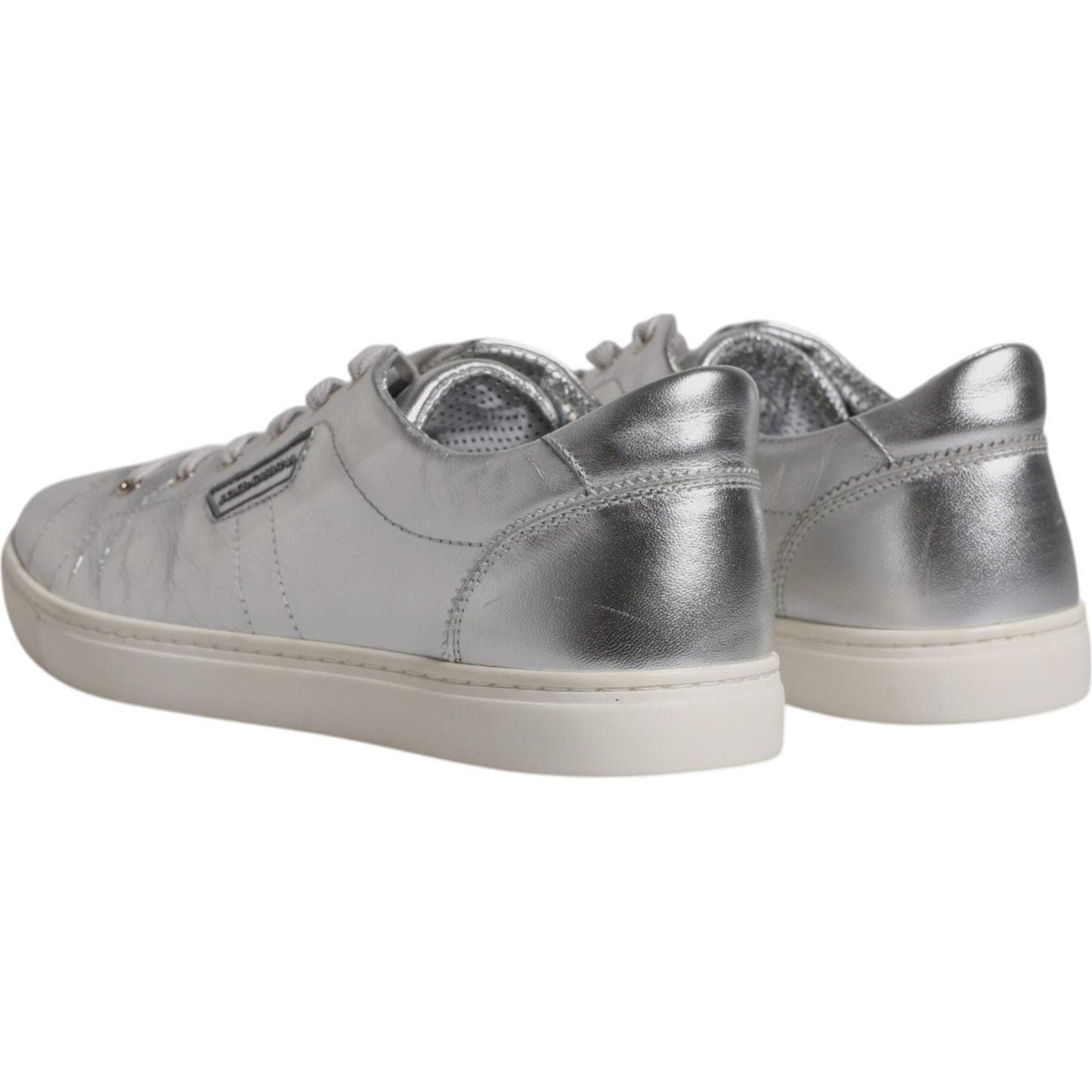 Dolce & Gabbana Silver London Low Top Leather Sneakers Shoes Dolce & Gabbana Dark Gray