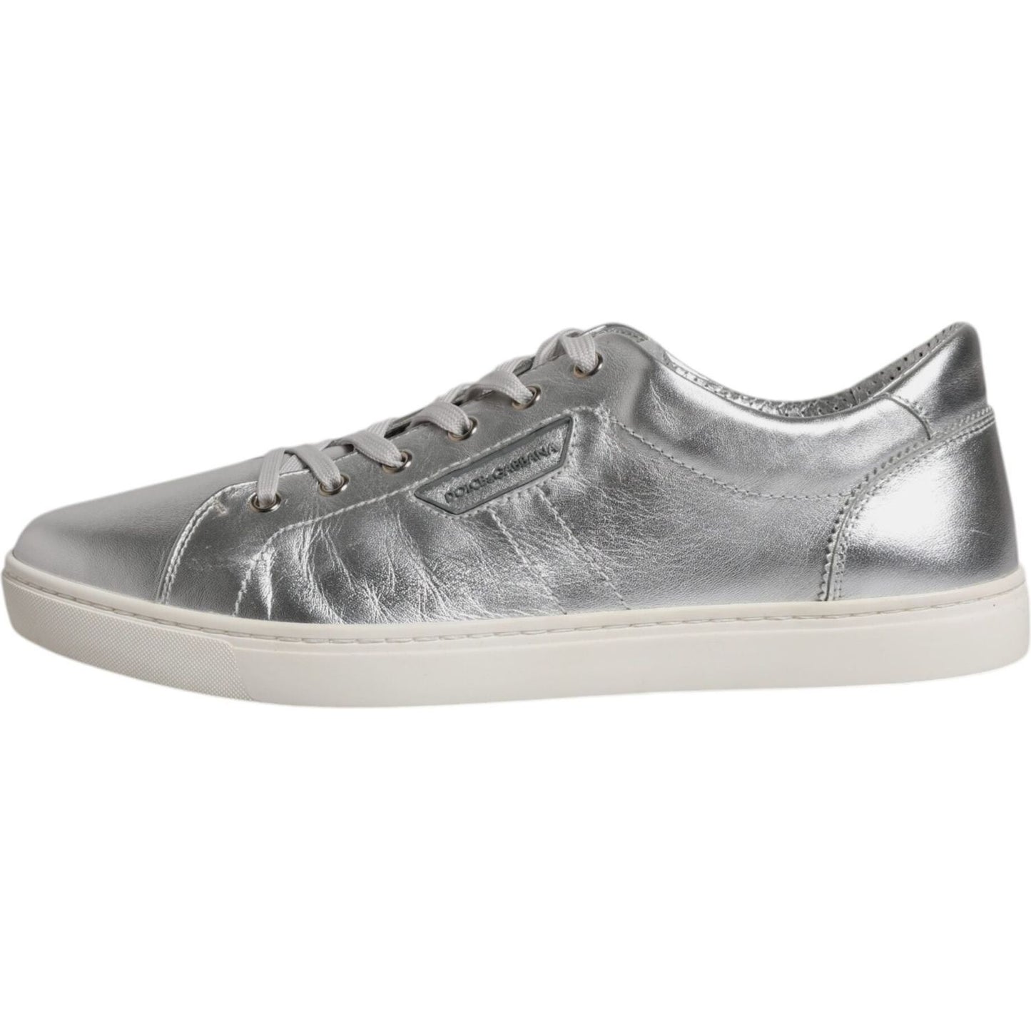 Dolce & Gabbana Silver London Low Top Leather Sneakers Shoes Dolce & Gabbana Dark Gray