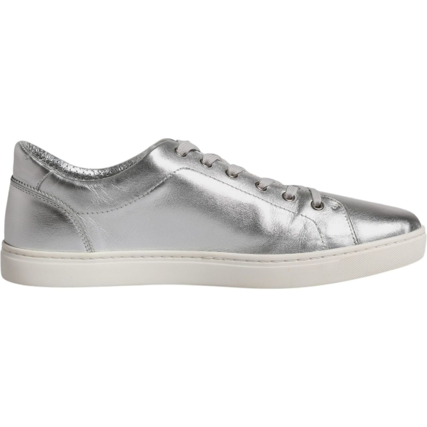 Dolce & Gabbana Silver London Low Top Leather Sneakers Shoes Dolce & Gabbana Gray