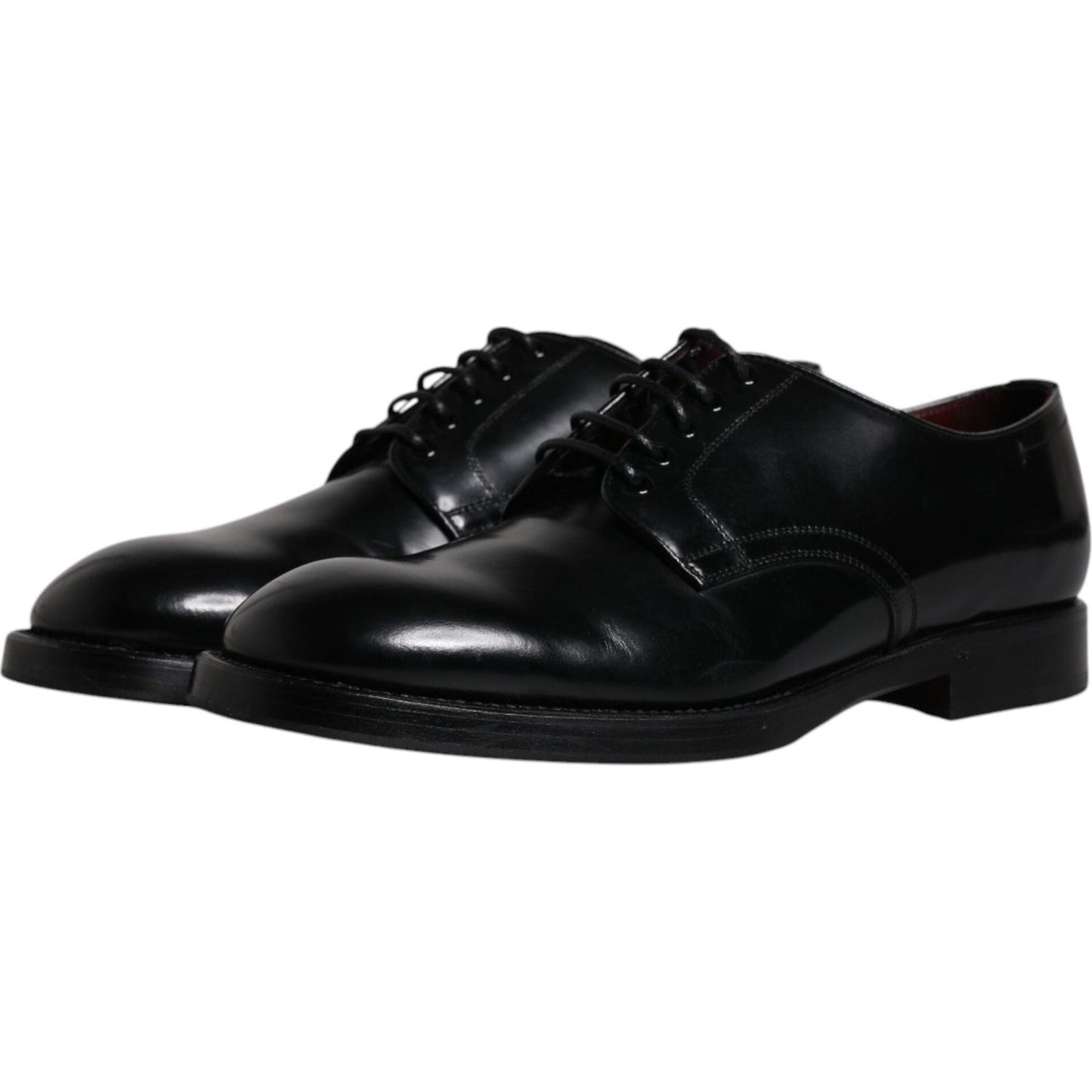 Dolce & Gabbana Black Leather Lace Up Men Derby Formal Shoes Dolce & Gabbana Black
