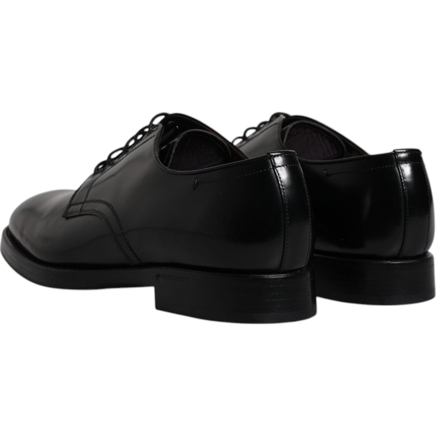 Dolce & Gabbana Black Leather Lace Up Men Derby Formal Shoes Dolce & Gabbana Black