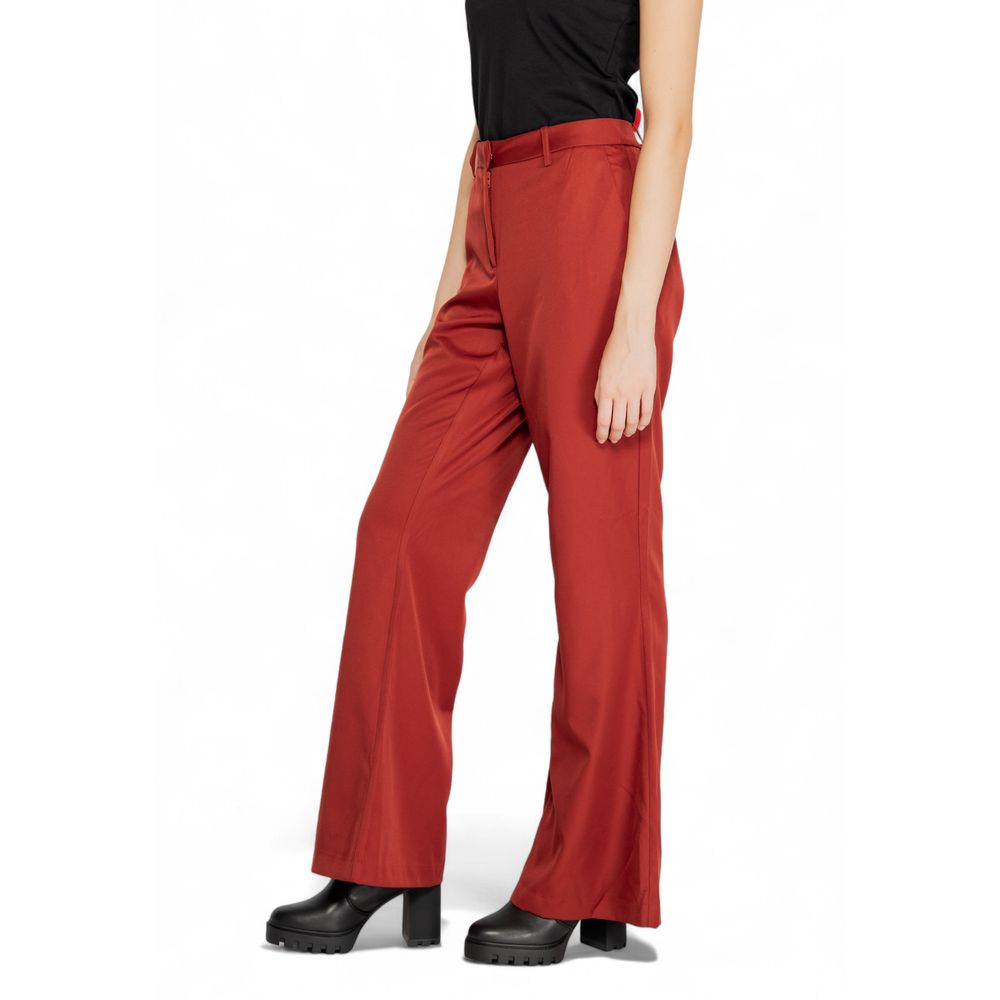 Vero Moda Red Polyester Flared Pants