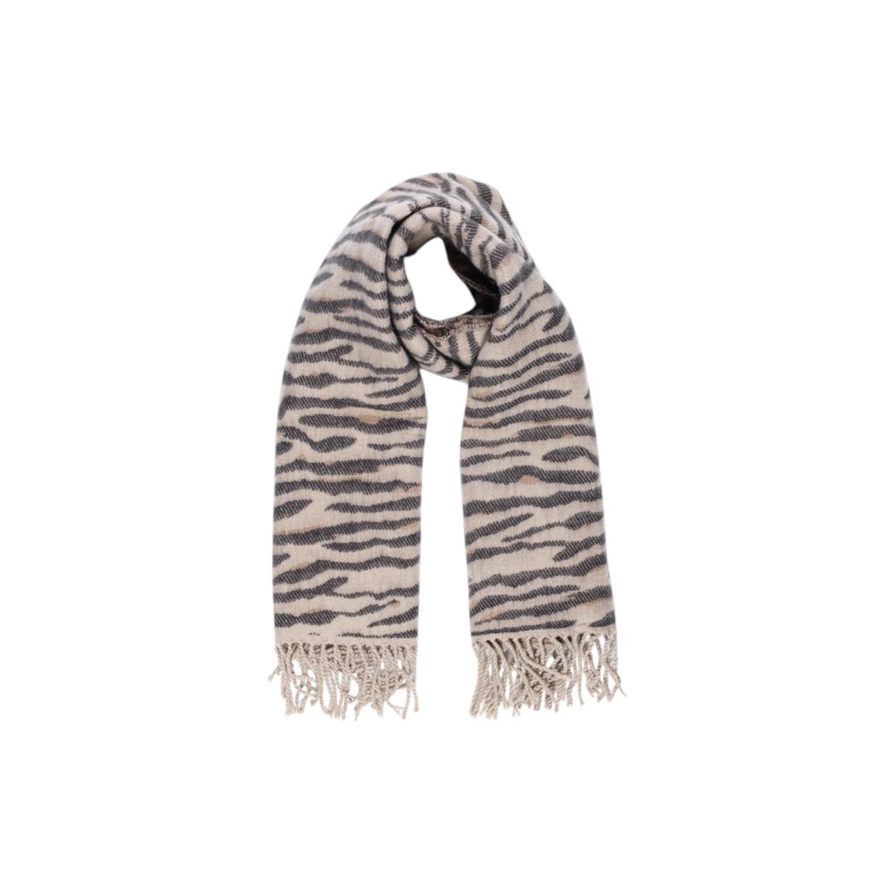 Pieces Beige Acrylic Scarf Pieces Dark Gray
