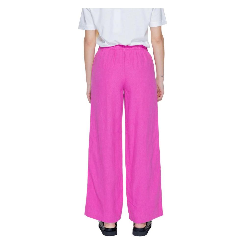 Only Pink Linen Jeans & Pant Only Hot Pink