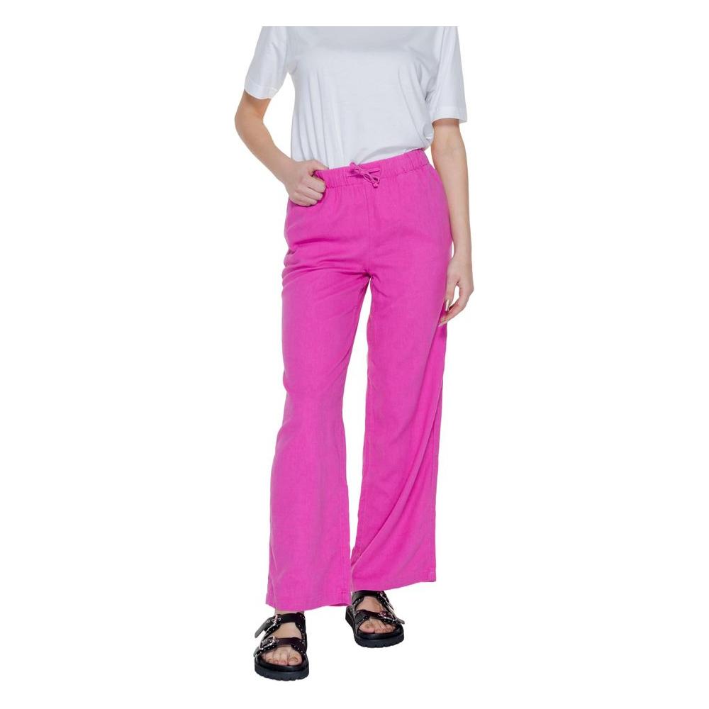 Only Pink Linen Jeans & Pant Only Pale Violet Red