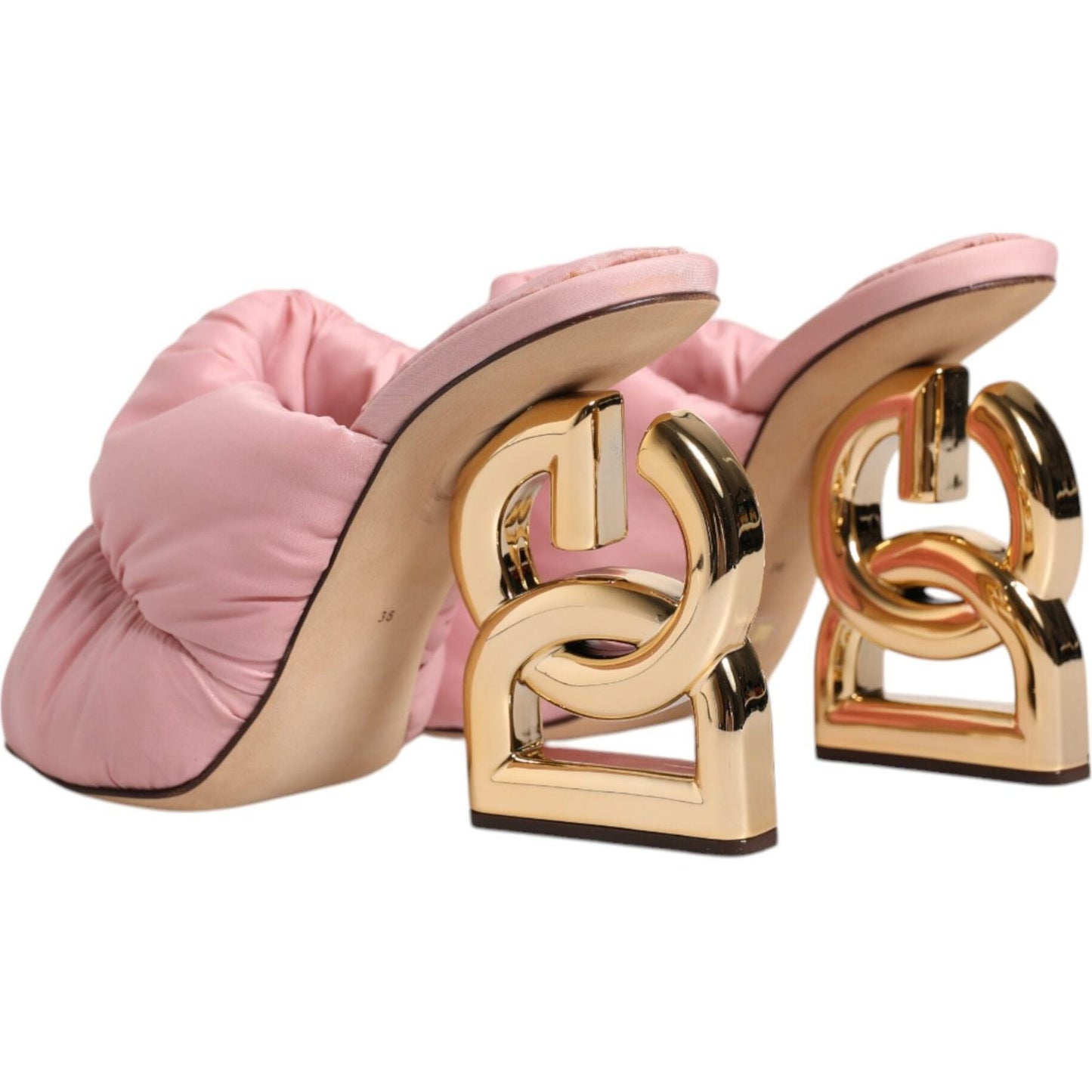 Dolce & Gabbana Pink Quilted DG Heel Slide Sandals Shoes Dolce & Gabbana Rosy Brown