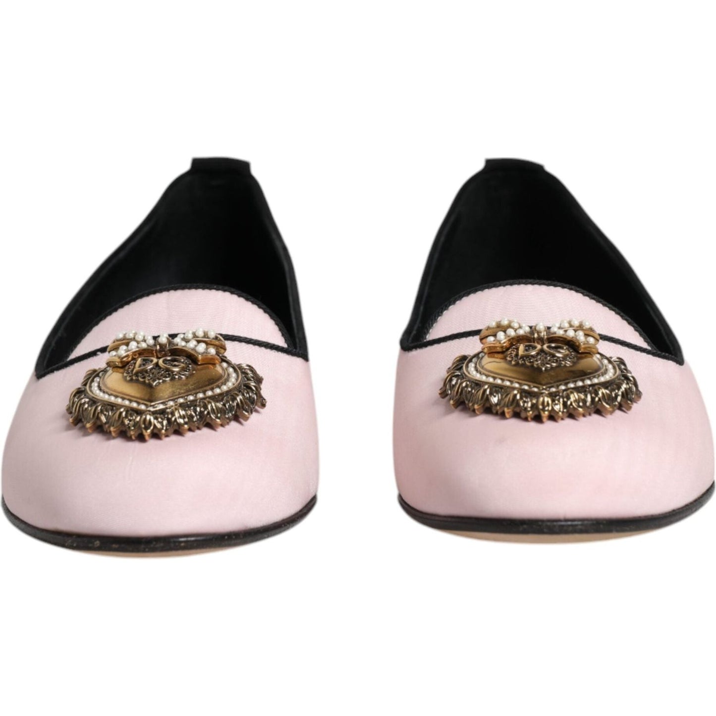 Dolce & Gabbana Light Pink Velvet Slip On Loafers Flats Shoes Dolce & Gabbana Black