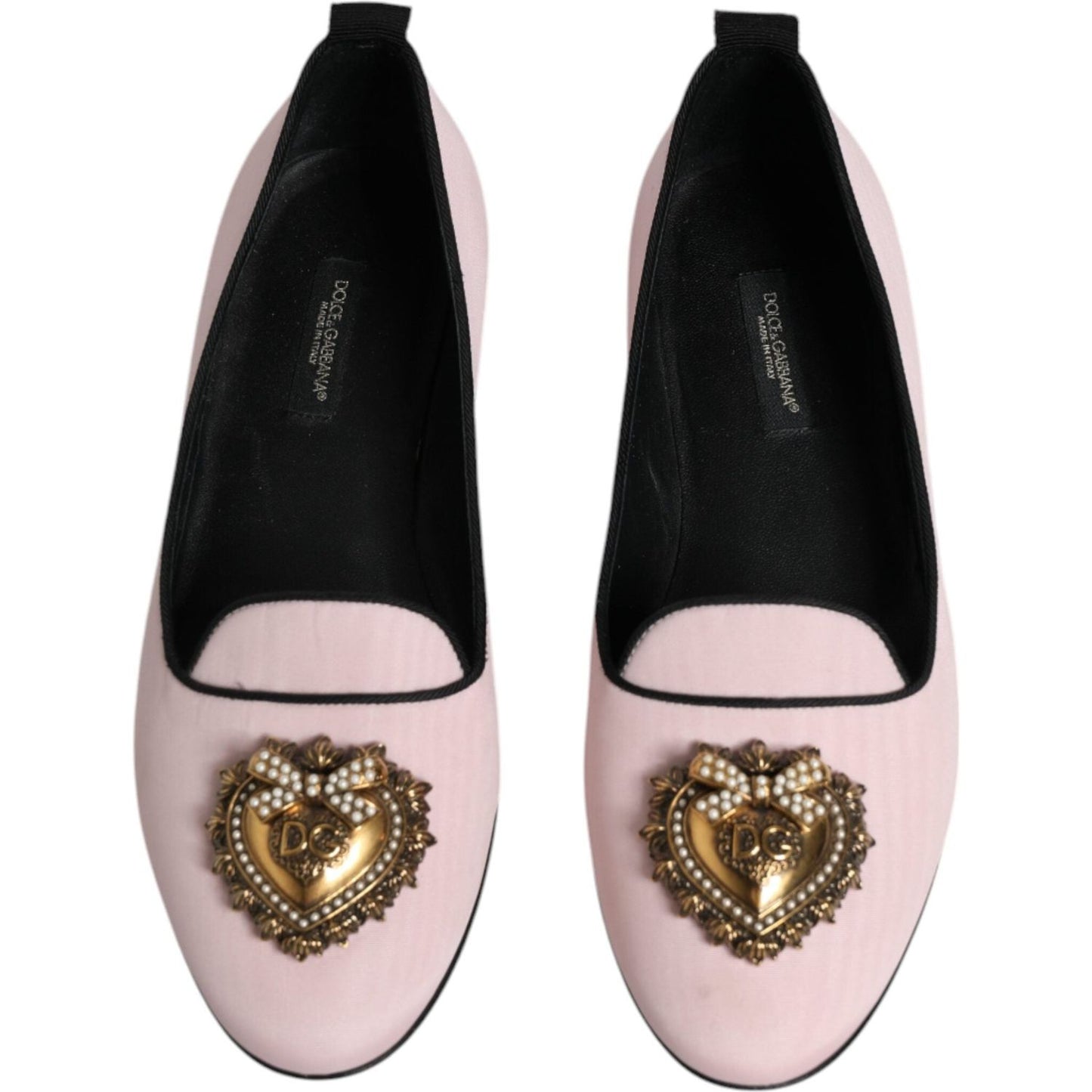 Dolce & Gabbana Light Pink Velvet Slip On Loafers Flats Shoes Dolce & Gabbana Black