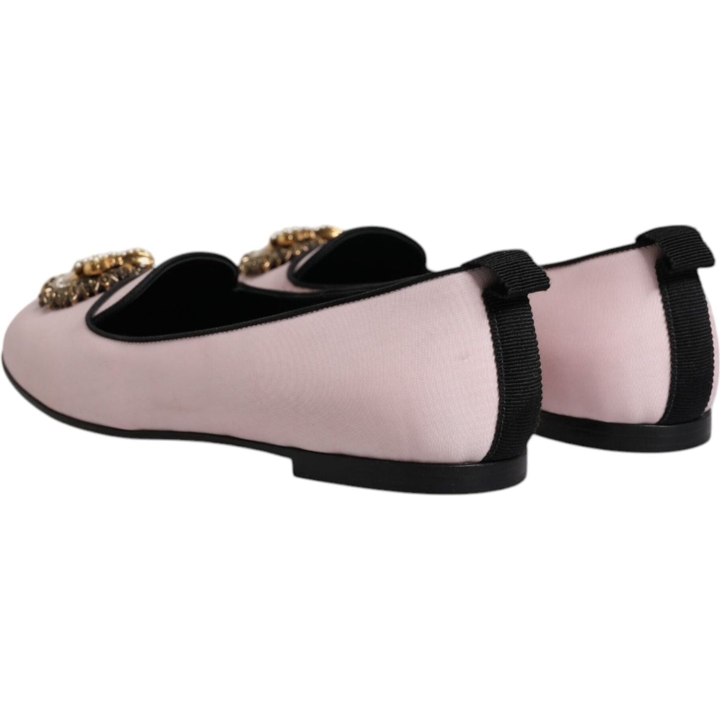 Dolce & Gabbana Light Pink Velvet Slip On Loafers Flats Shoes Dolce & Gabbana Dark Gray