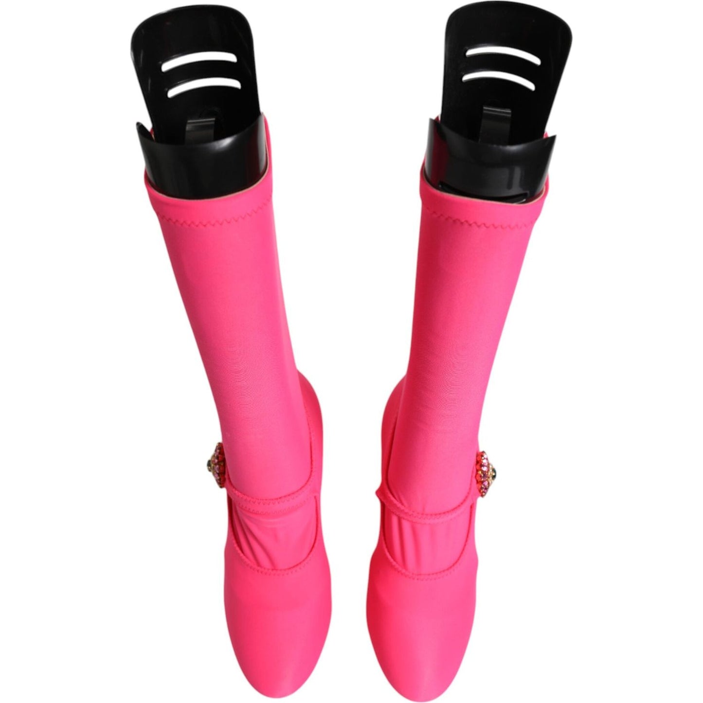 Dolce & Gabbana Pink Nylon Crystal Vally High Boots Shoes Dolce & Gabbana Black