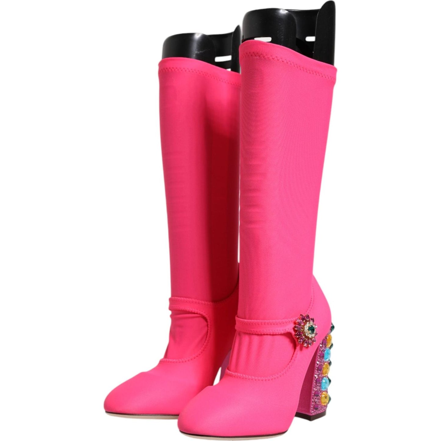 Dolce & Gabbana Pink Nylon Crystal Vally High Boots Shoes Dolce & Gabbana Pale Violet Red