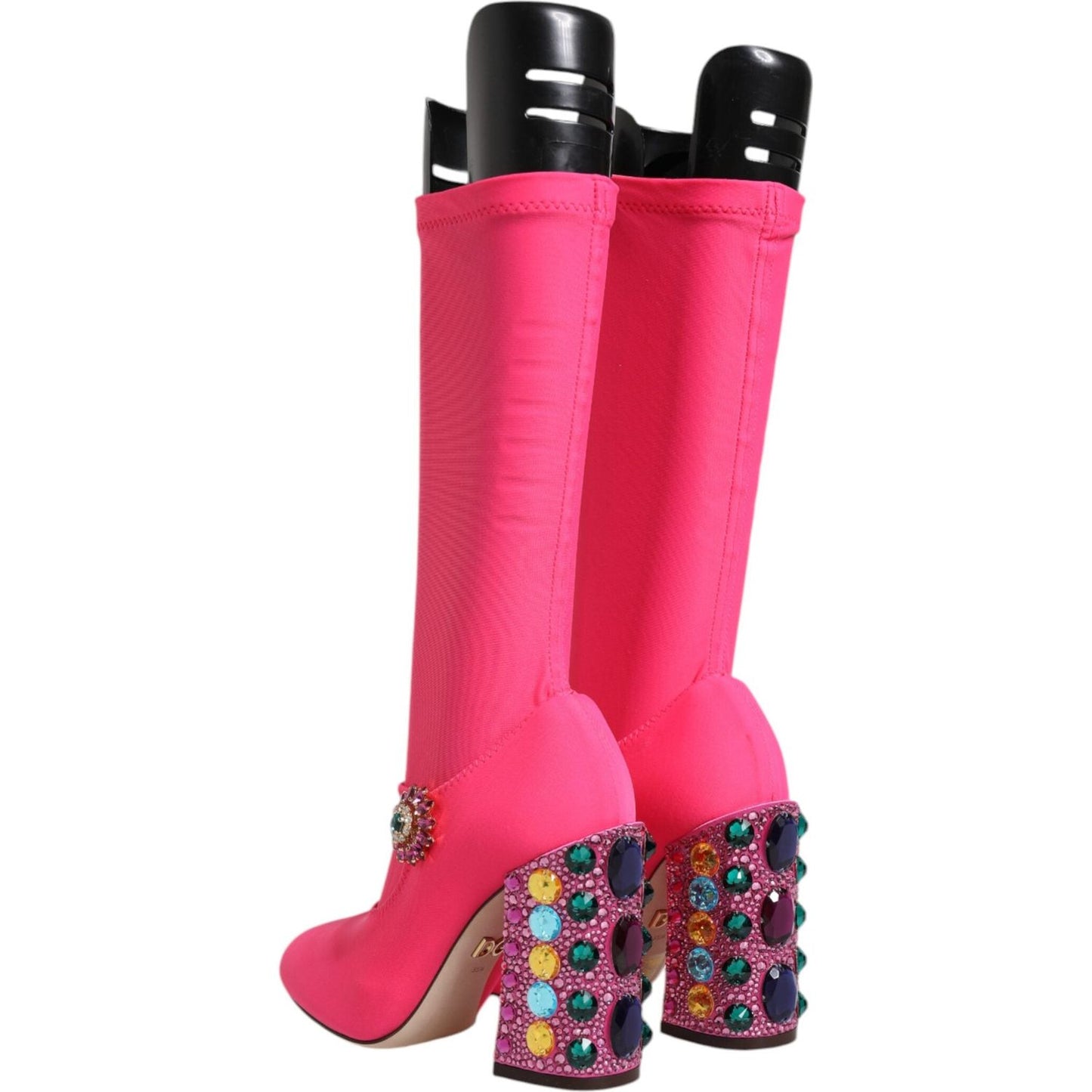 Dolce & Gabbana Pink Nylon Crystal Vally High Boots Shoes Dolce & Gabbana Maroon