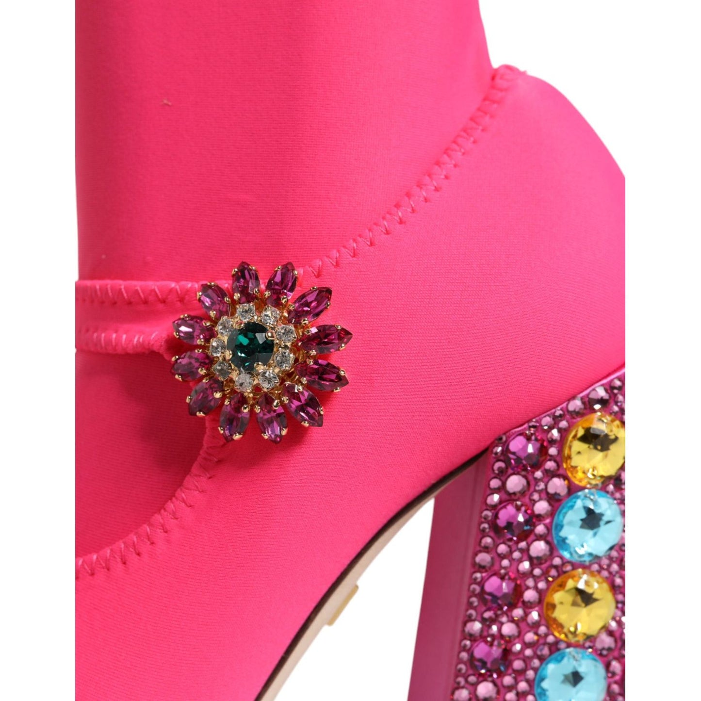 Dolce & Gabbana Pink Nylon Crystal Vally High Boots Shoes Dolce & Gabbana Violet Red