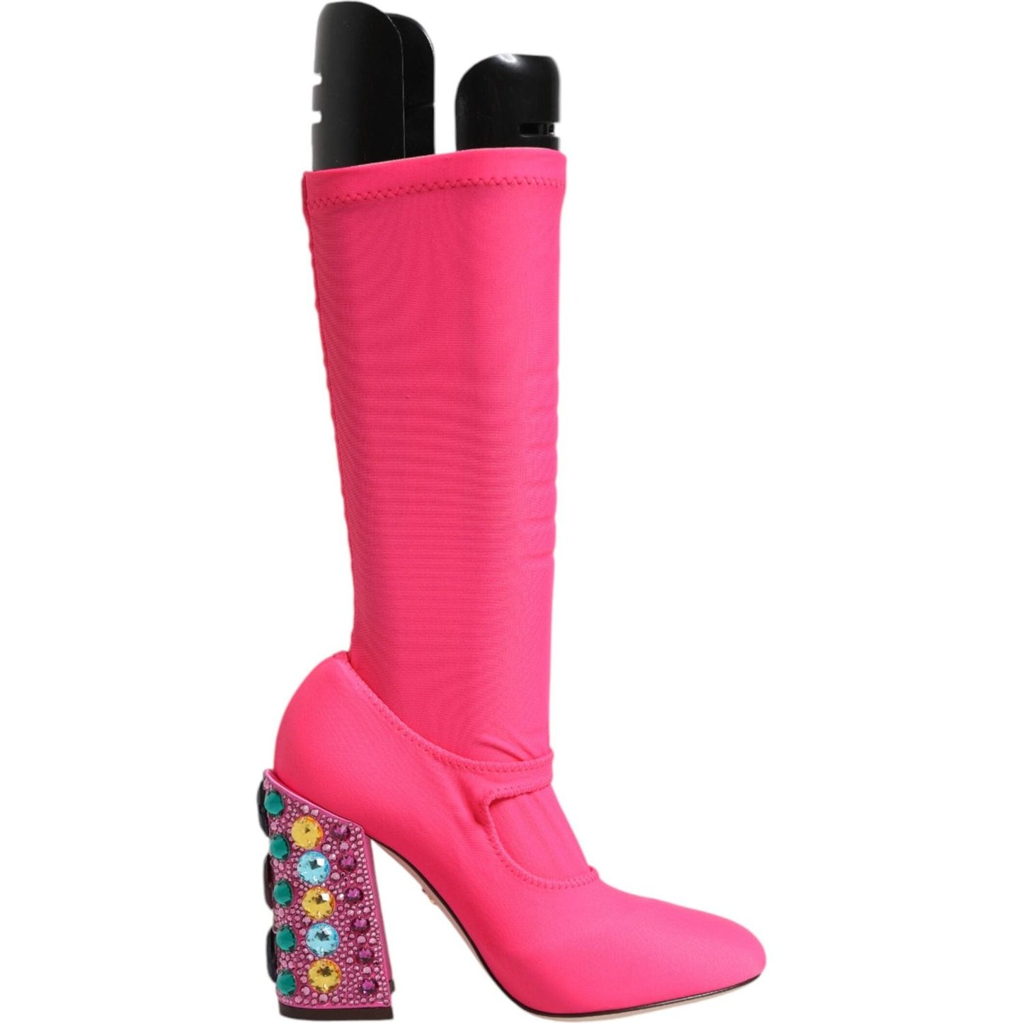 Dolce & Gabbana Pink Nylon Crystal Vally High Boots Shoes Dolce & Gabbana Pale Violet Red