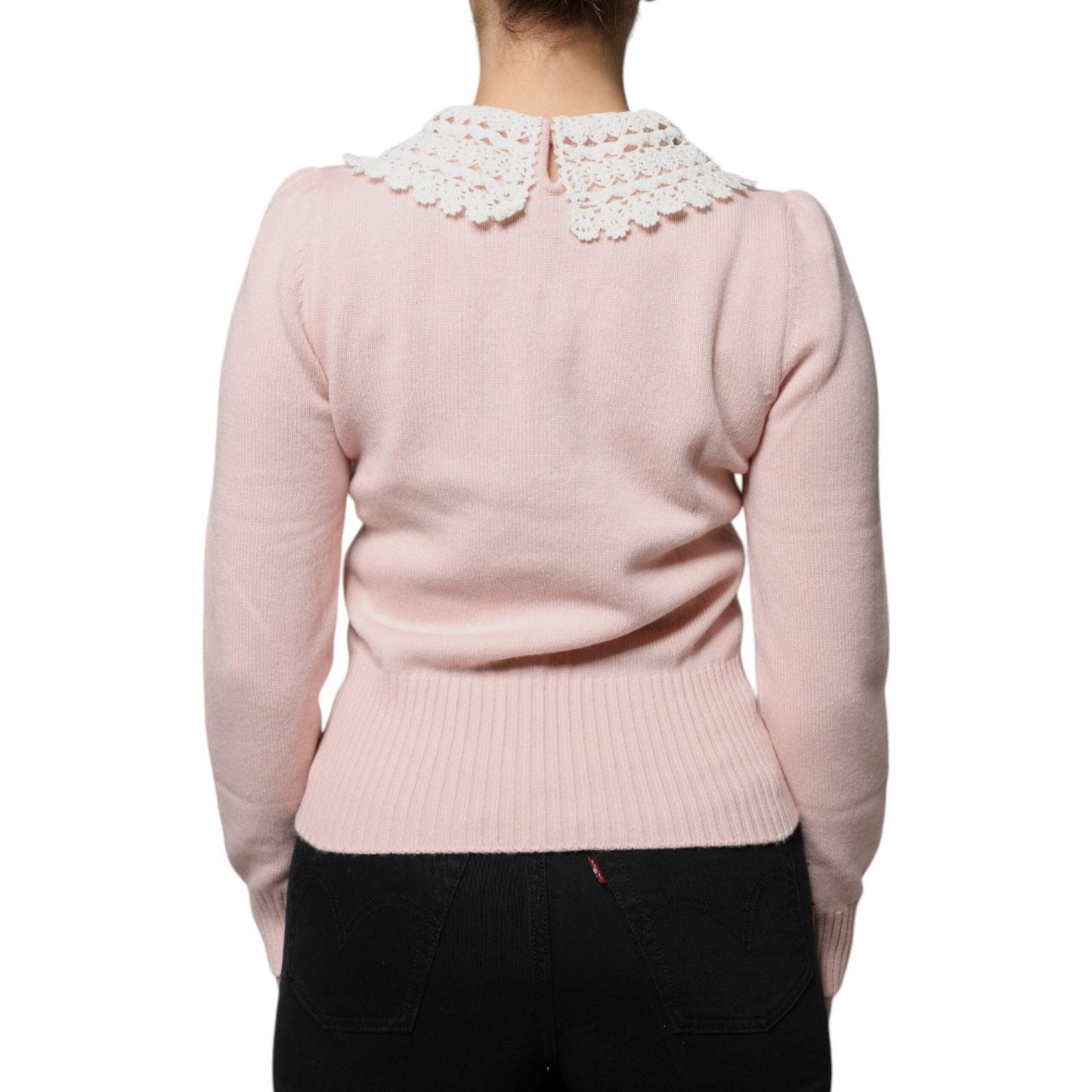 Dolce & Gabbana Pink Cashmere Collar Knitted Long Sleeves Top Dolce & Gabbana Thistle