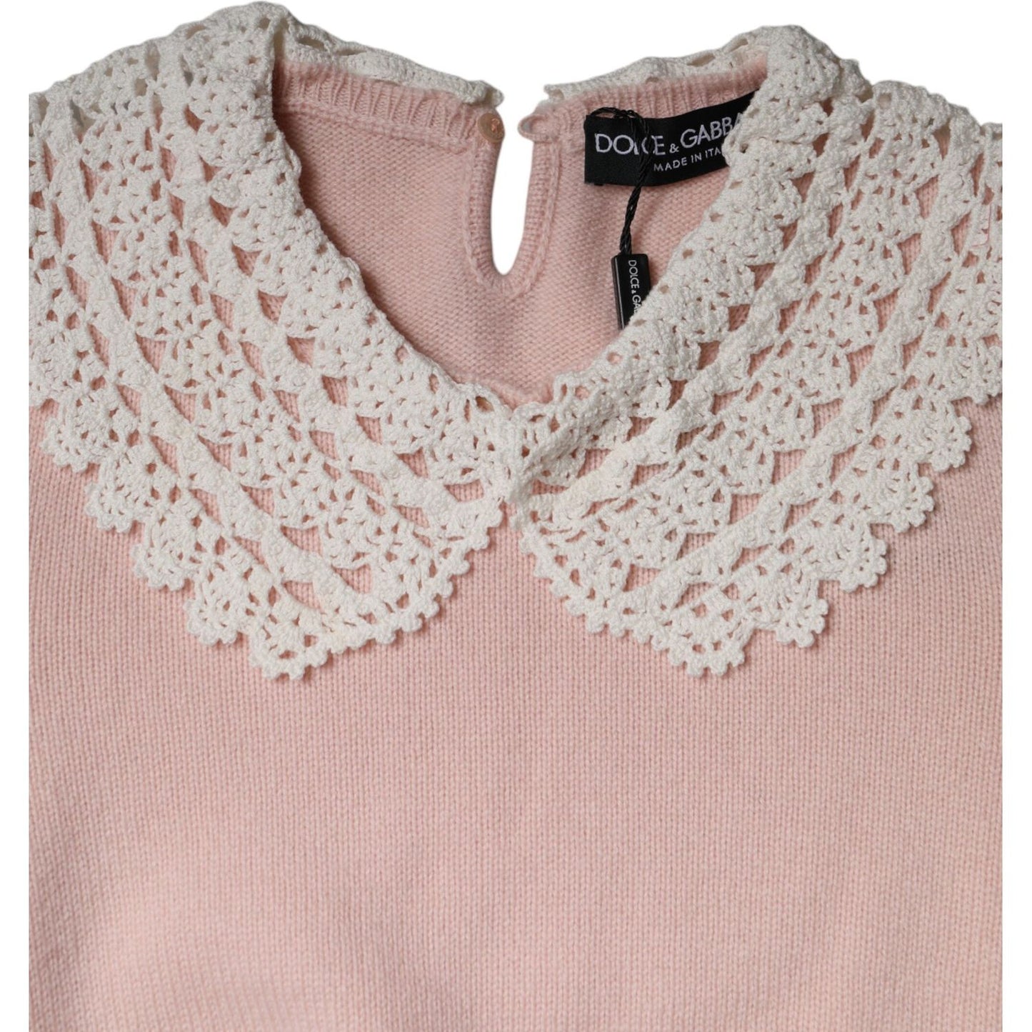 Dolce & Gabbana Pink Cashmere Collar Knitted Long Sleeves Top Dolce & Gabbana Gray