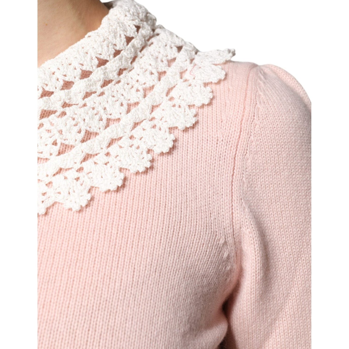 Dolce & Gabbana Pink Cashmere Collar Knitted Long Sleeves Top Dolce & Gabbana Light Gray