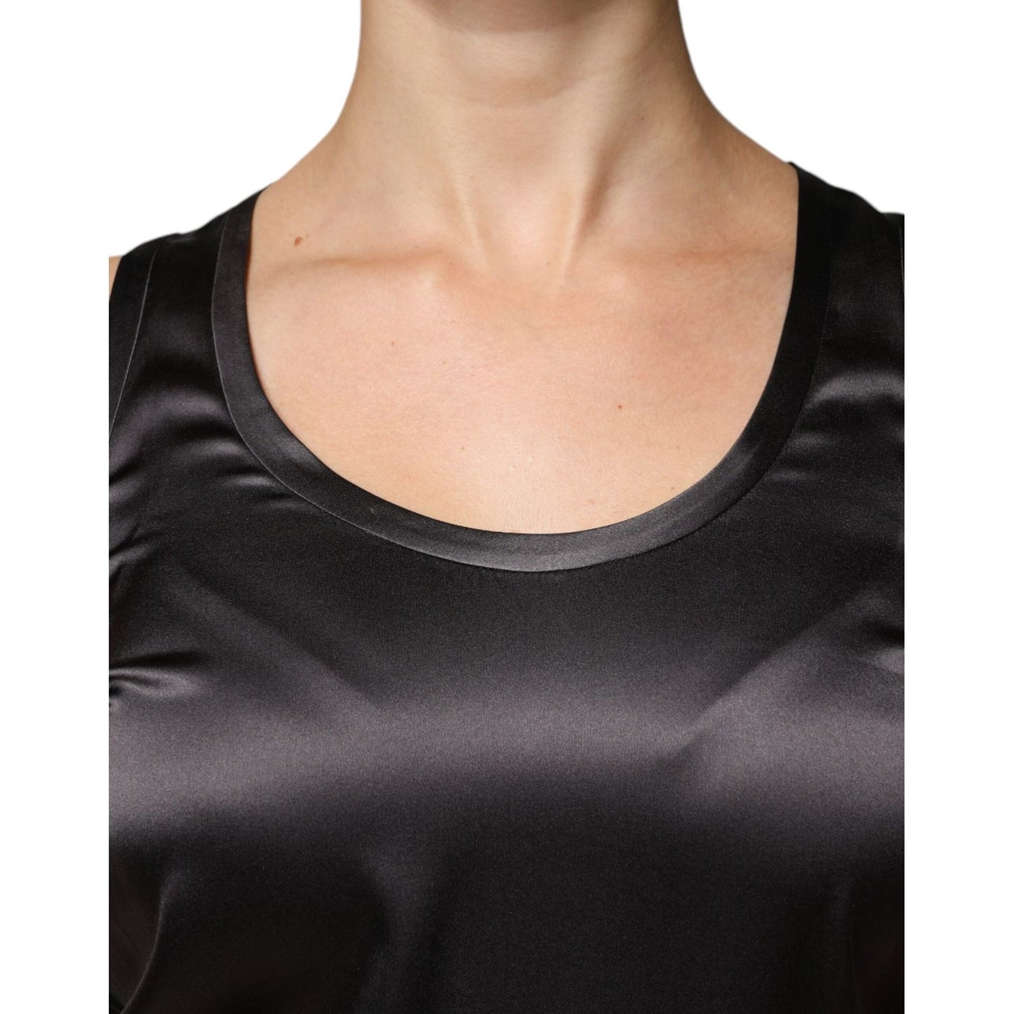 Brunello Cucinelli Black Silk Blend Sleeveless Tank Top Brunello Cucinelli Tan