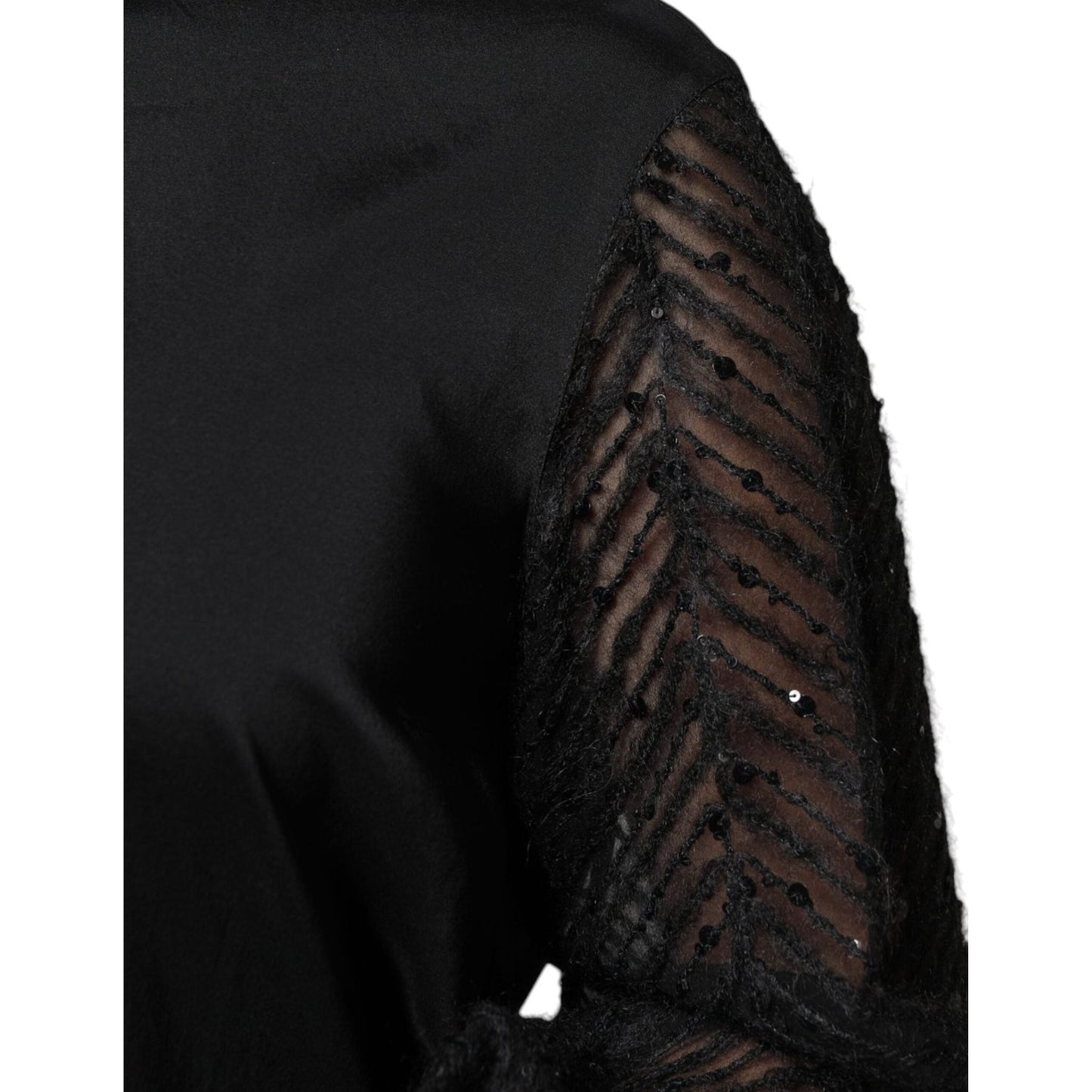 Brunello Cucinelli Black Silk Blend Long Sleeves Blouse Top Brunello Cucinelli Black