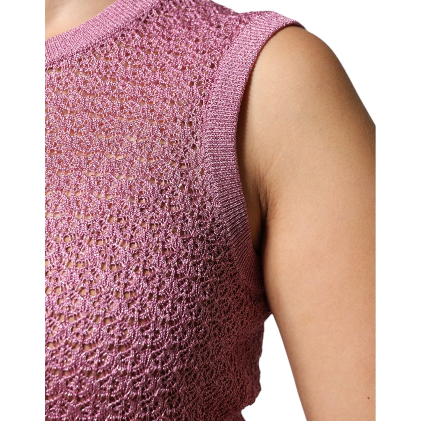 Dolce & Gabbana Pink Mesh See Through Sleeveless Tank Top