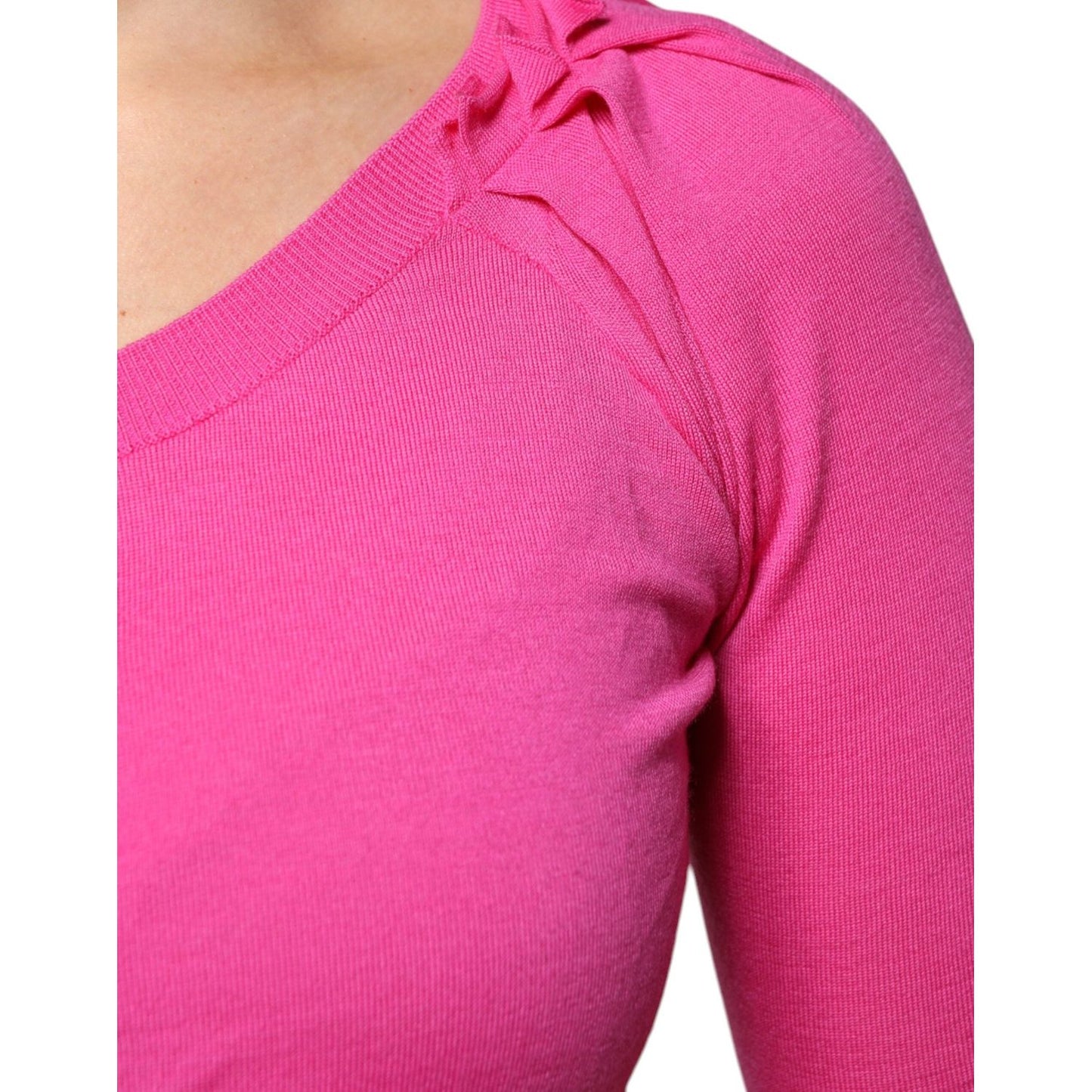 Dolce & Gabbana Pink Wool Button Down Cardigan Sweater Dolce & Gabbana Pale Violet Red