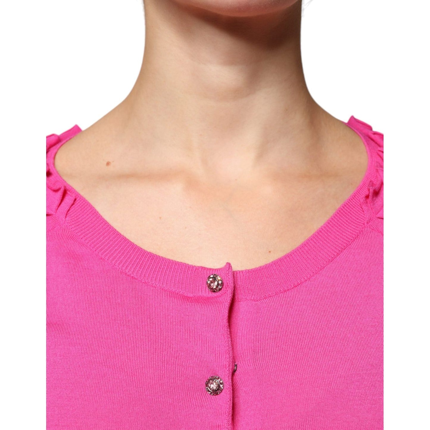Dolce & Gabbana Pink Wool Button Down Cardigan Sweater Dolce & Gabbana Pale Violet Red