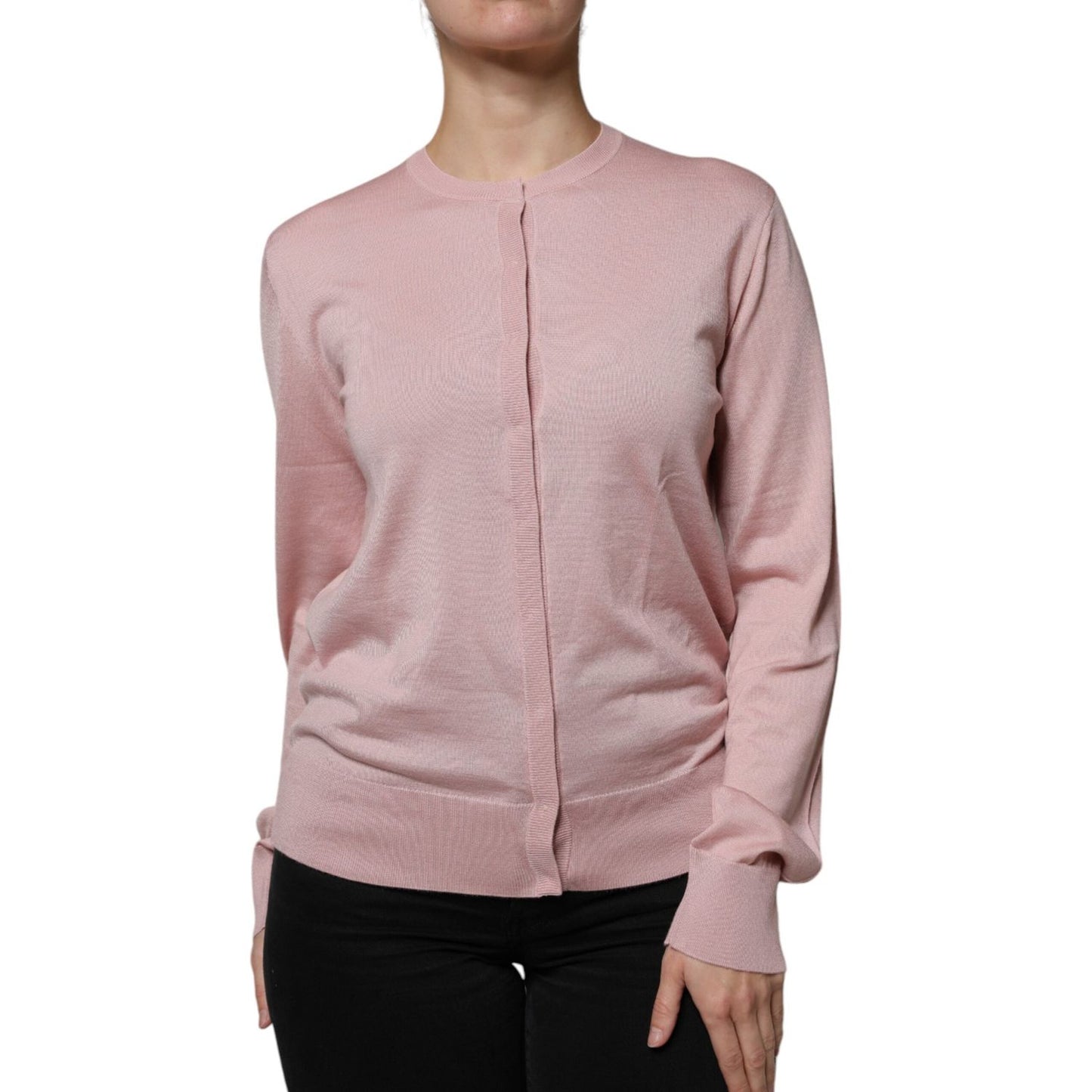 Dolce & Gabbana Pink Wool Knit Button Down Cardigan Sweater Dolce & Gabbana Rosy Brown