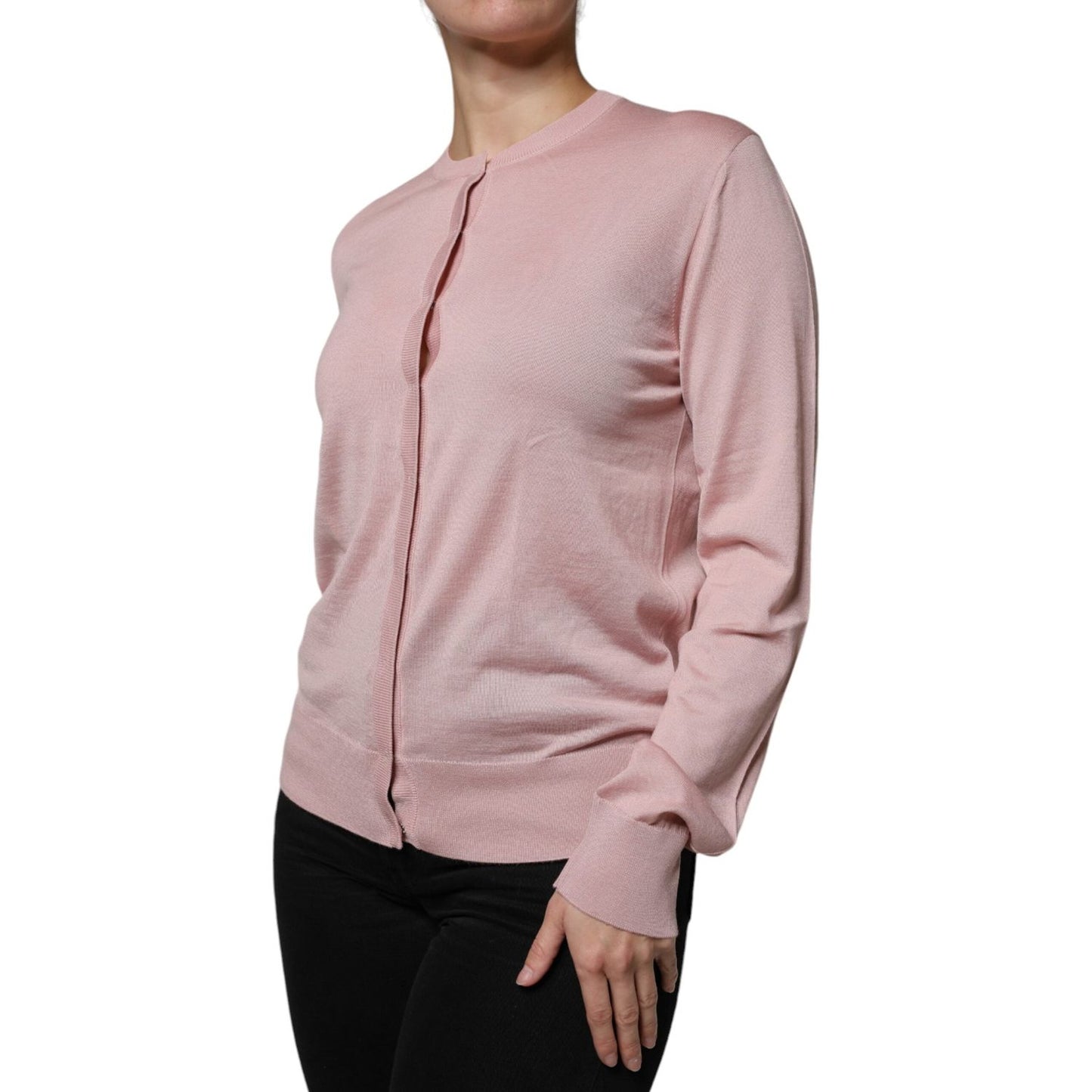 Dolce & Gabbana Pink Wool Knit Button Down Cardigan Sweater Dolce & Gabbana Rosy Brown