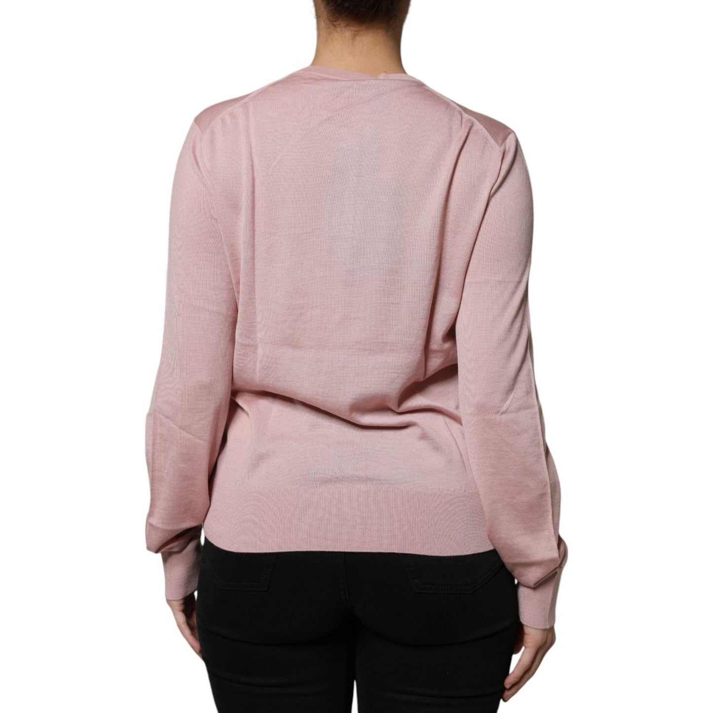 Dolce & Gabbana Pink Wool Knit Button Down Cardigan Sweater Dolce & Gabbana Dark Gray