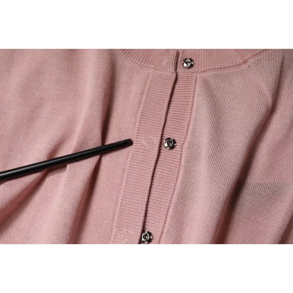 Dolce & Gabbana Pink Wool Knit Button Down Cardigan Sweater Dolce & Gabbana Rosy Brown