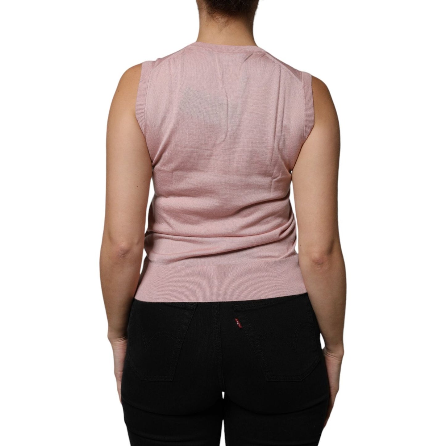 Dolce & Gabbana Pink Cashmere Knitted Sleeveless Tank Top Dolce & Gabbana Rosy Brown