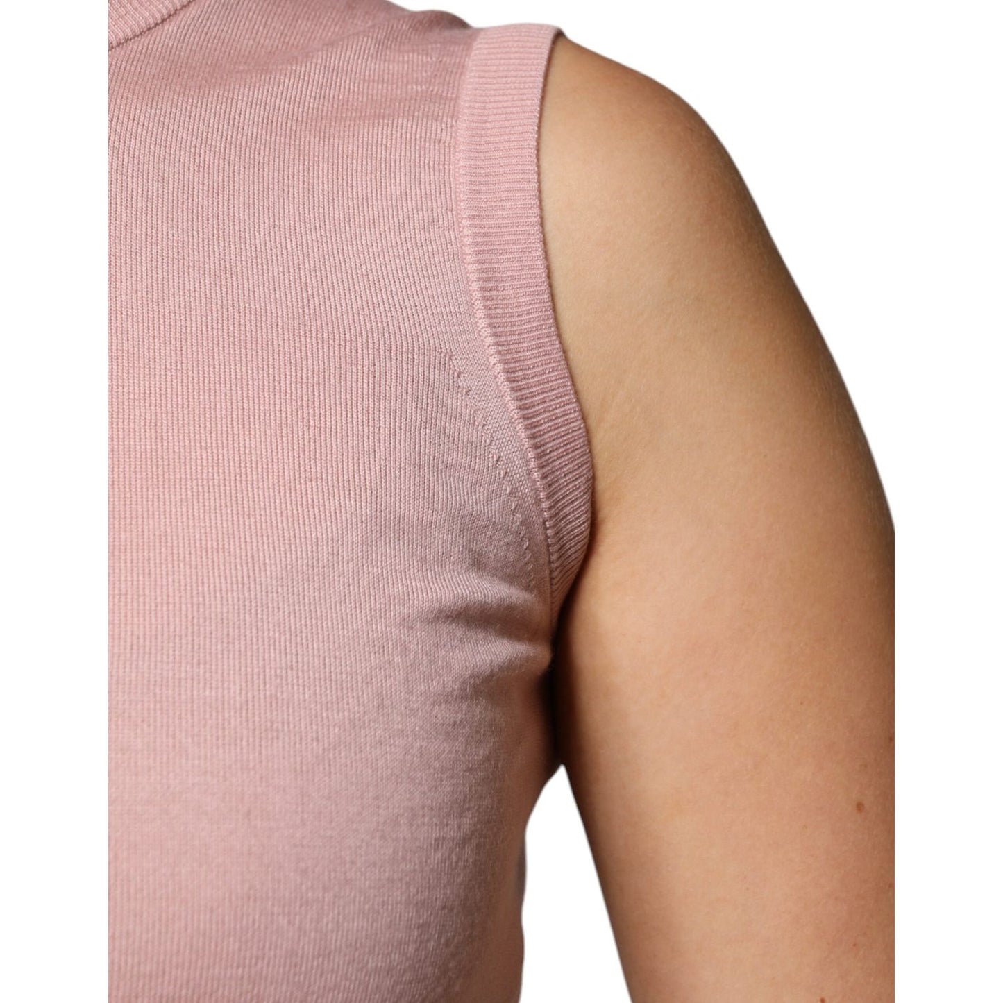 Dolce & Gabbana Pink Cashmere Knitted Sleeveless Tank Top Dolce & Gabbana Rosy Brown