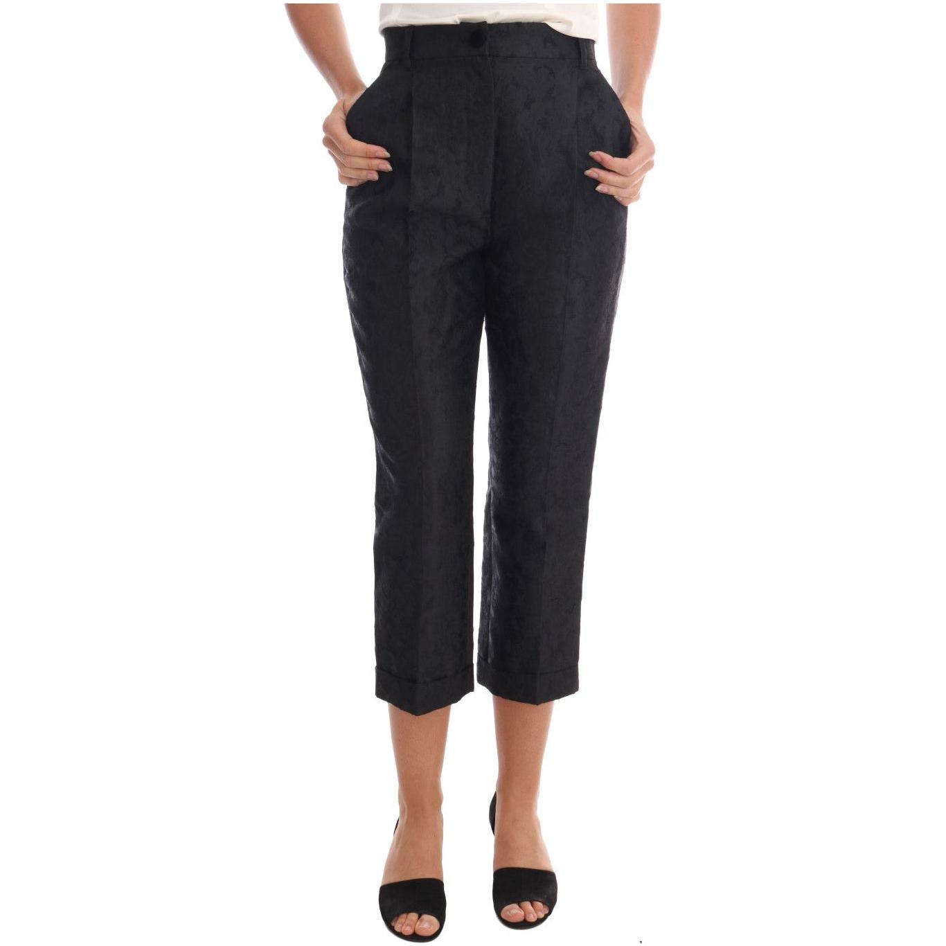 Dolce & Gabbana Elegant High Waist Capri Dress Pants Jeans & Pants Dolce & Gabbana Dark Slate Gray
