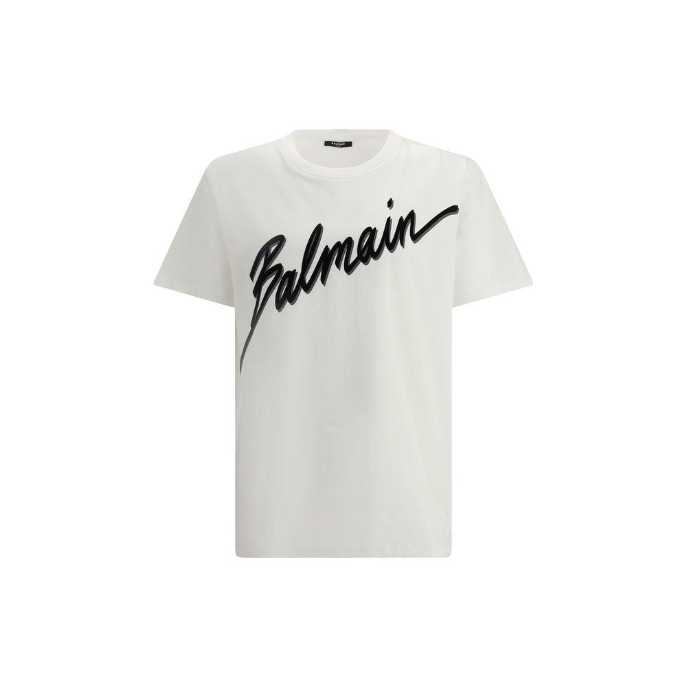 Balmain Letter Flock T-Shirt Balmain Light Gray