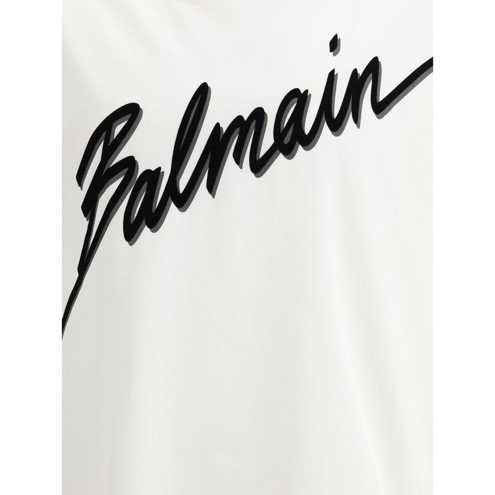 Balmain Letter Flock T-Shirt Balmain Beige