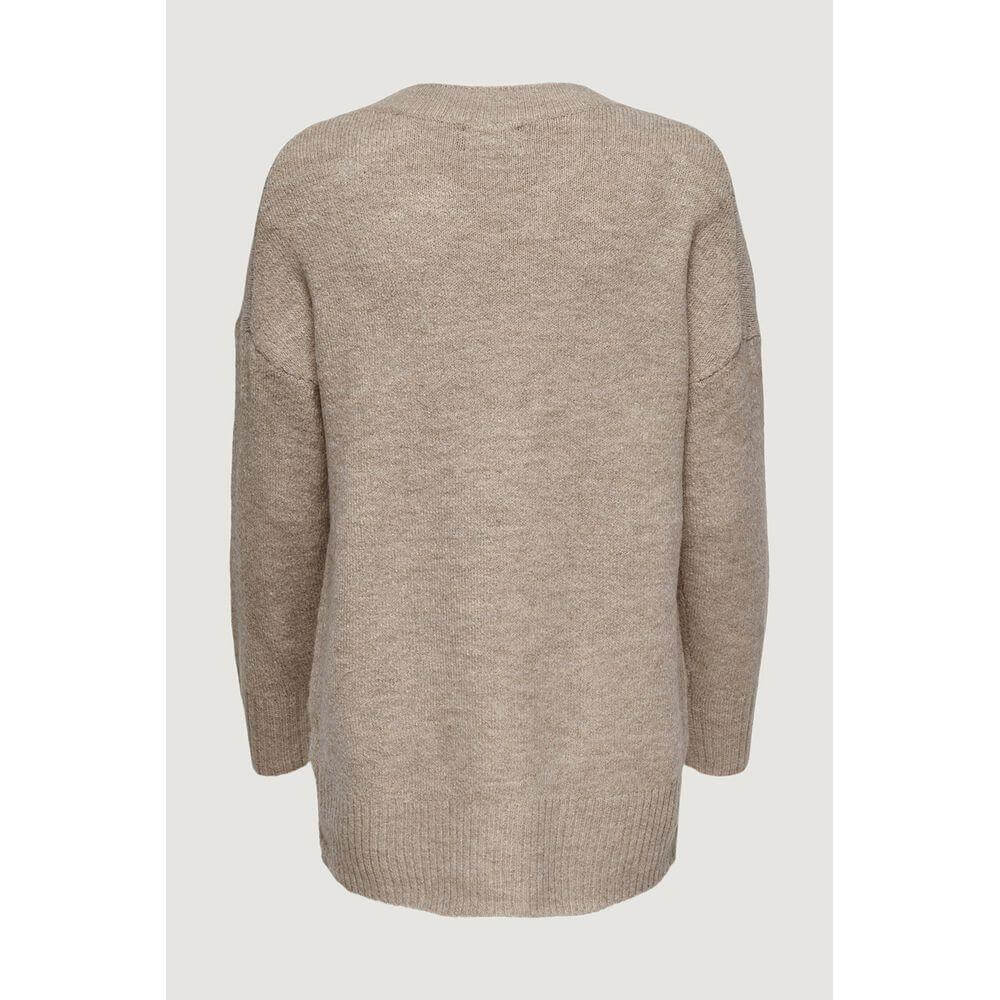 Only Beige Acrylic Sweater - back view, long-sleeve design, soft fabric blend, versatile modern cut, stylish women's fashion.