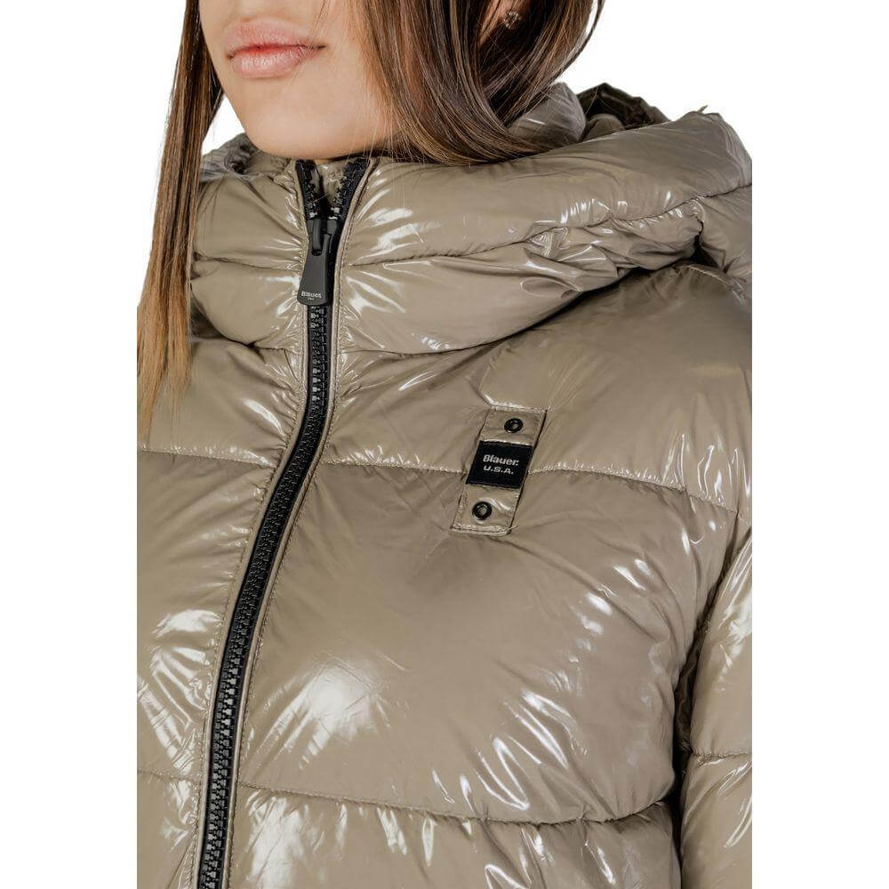 Blauer beige women's down jacket with hood, fall/winter collection, 100% polyamide, stylish outerwear for cold weather