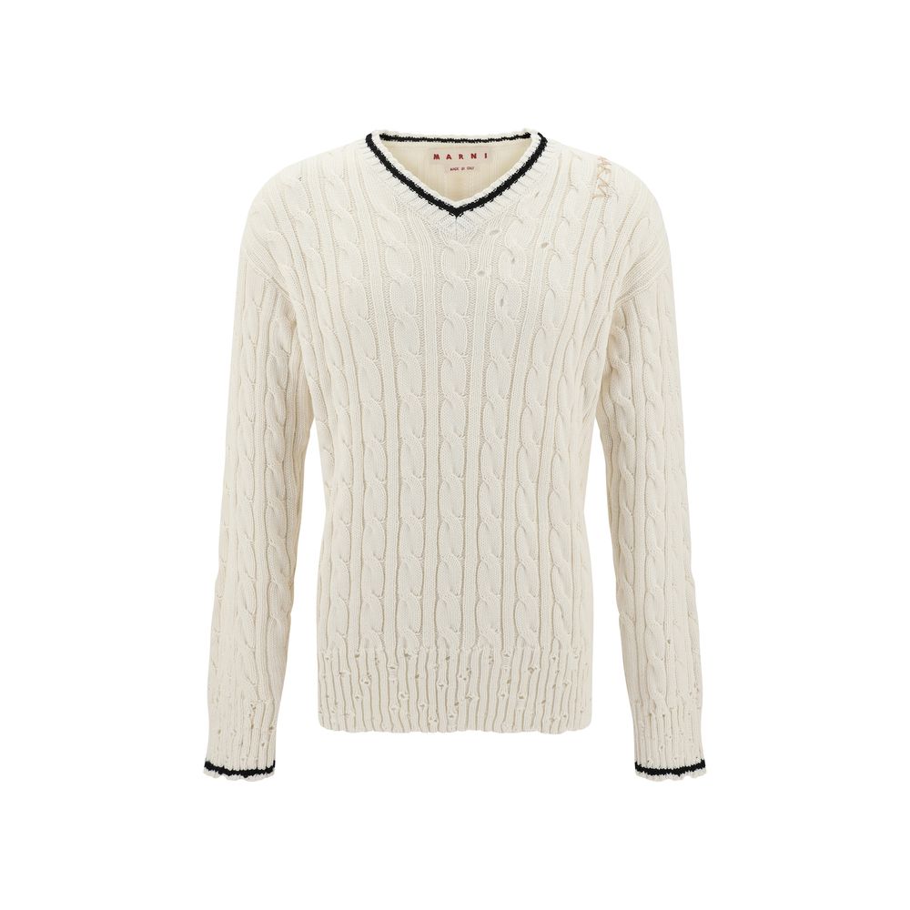 Marni V Neck Sweater Marni Light Gray