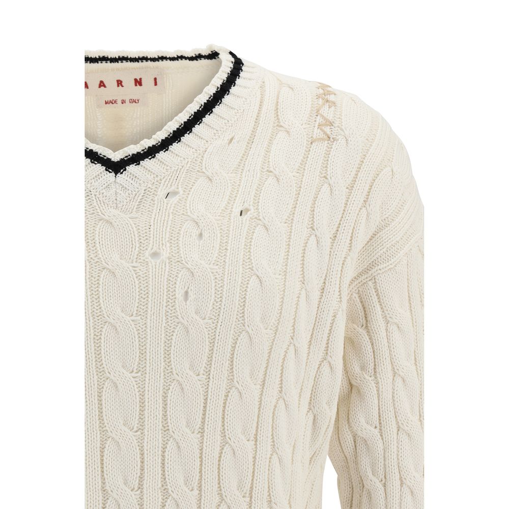 Marni V Neck Sweater Marni Light Gray