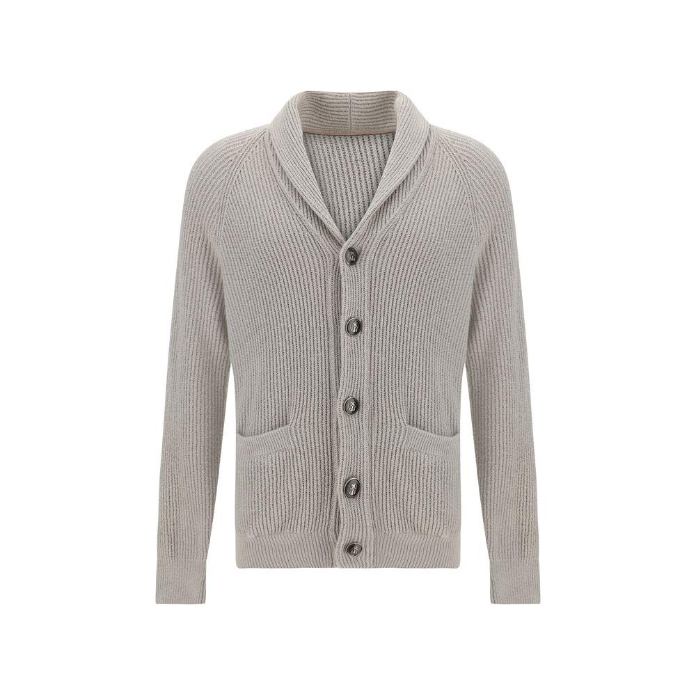 Brunello Cucinelli Ribbed Cardigan Brunello Cucinelli Dark Gray