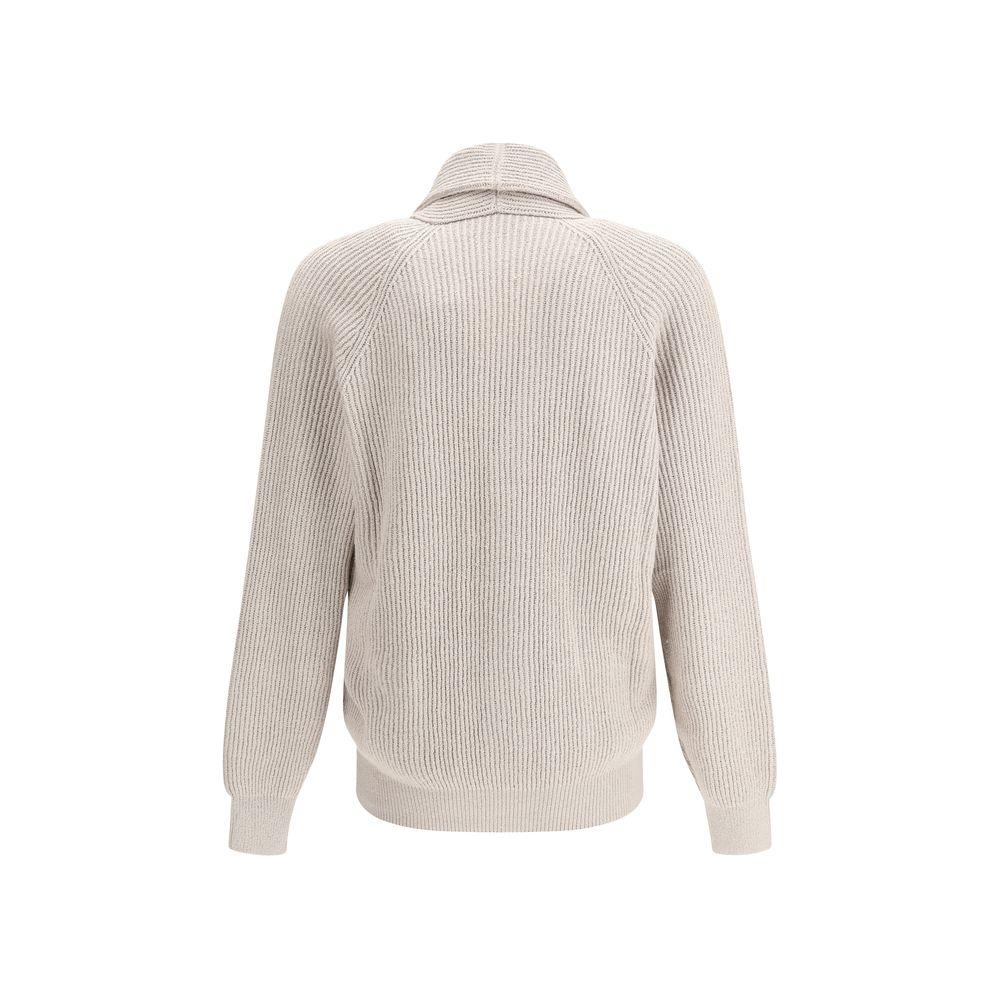 Brunello Cucinelli Ribbed Cardigan Brunello Cucinelli Light Gray
