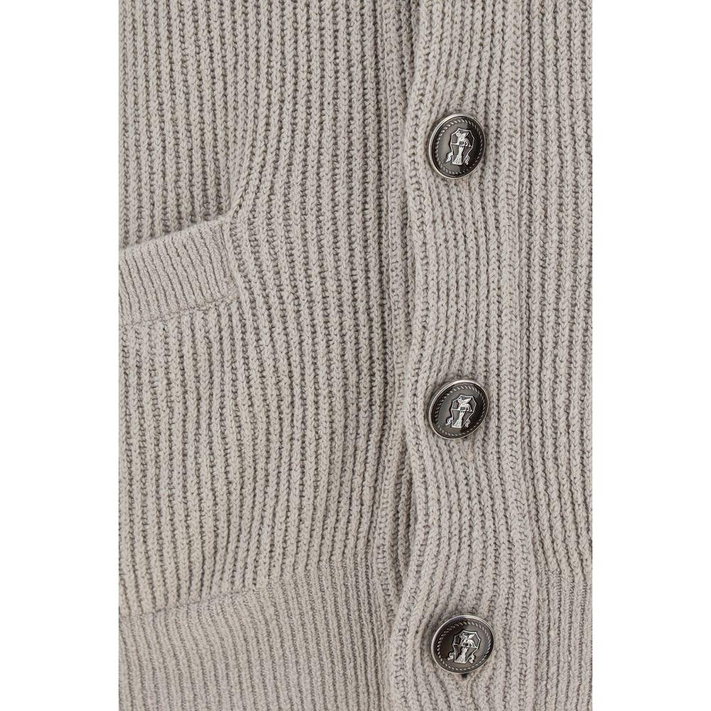 Brunello Cucinelli Ribbed Cardigan Brunello Cucinelli Dark Gray