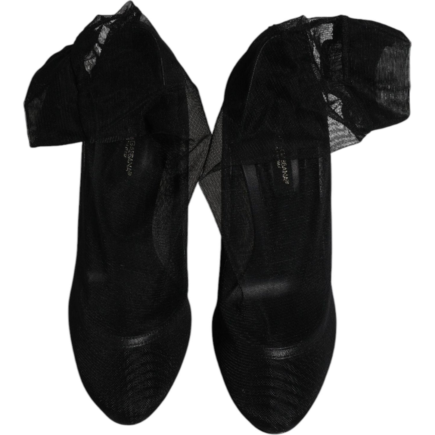 Dolce & Gabbana Black Nylon Mesh Sock Style Boots Shoes