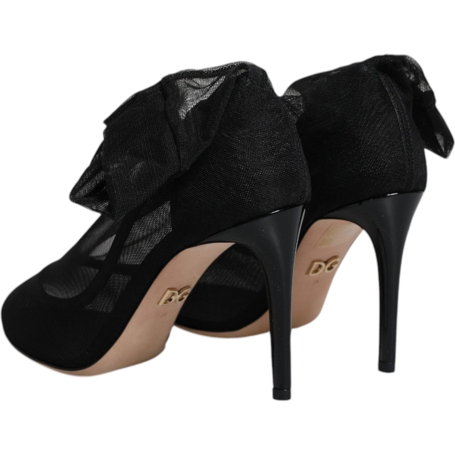 Dolce & Gabbana Black Nylon Mesh Sock Style Boots Shoes