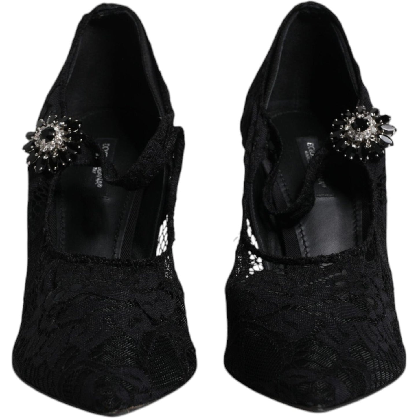 Dolce & Gabbana Black Lace Crystals Mary Jane Pumps Shoes